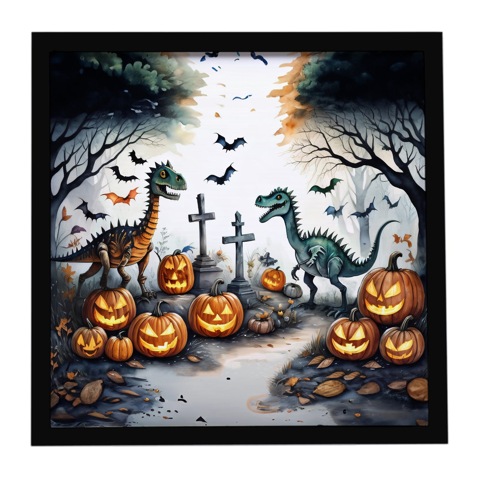 Caroline's Treasures Dinosaurs Spooky Halloween Framed Metal Print