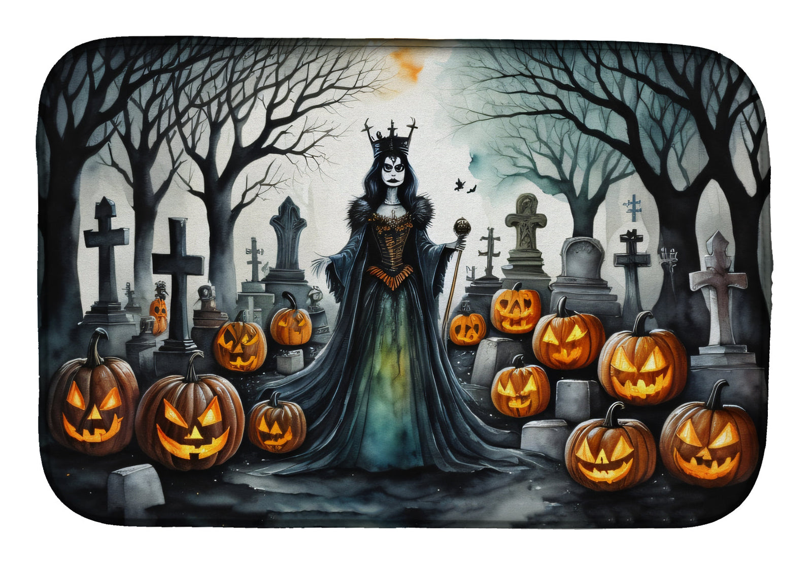 Caroline's Treasures Evil Queen Spooky Halloween Dish Drying Mat