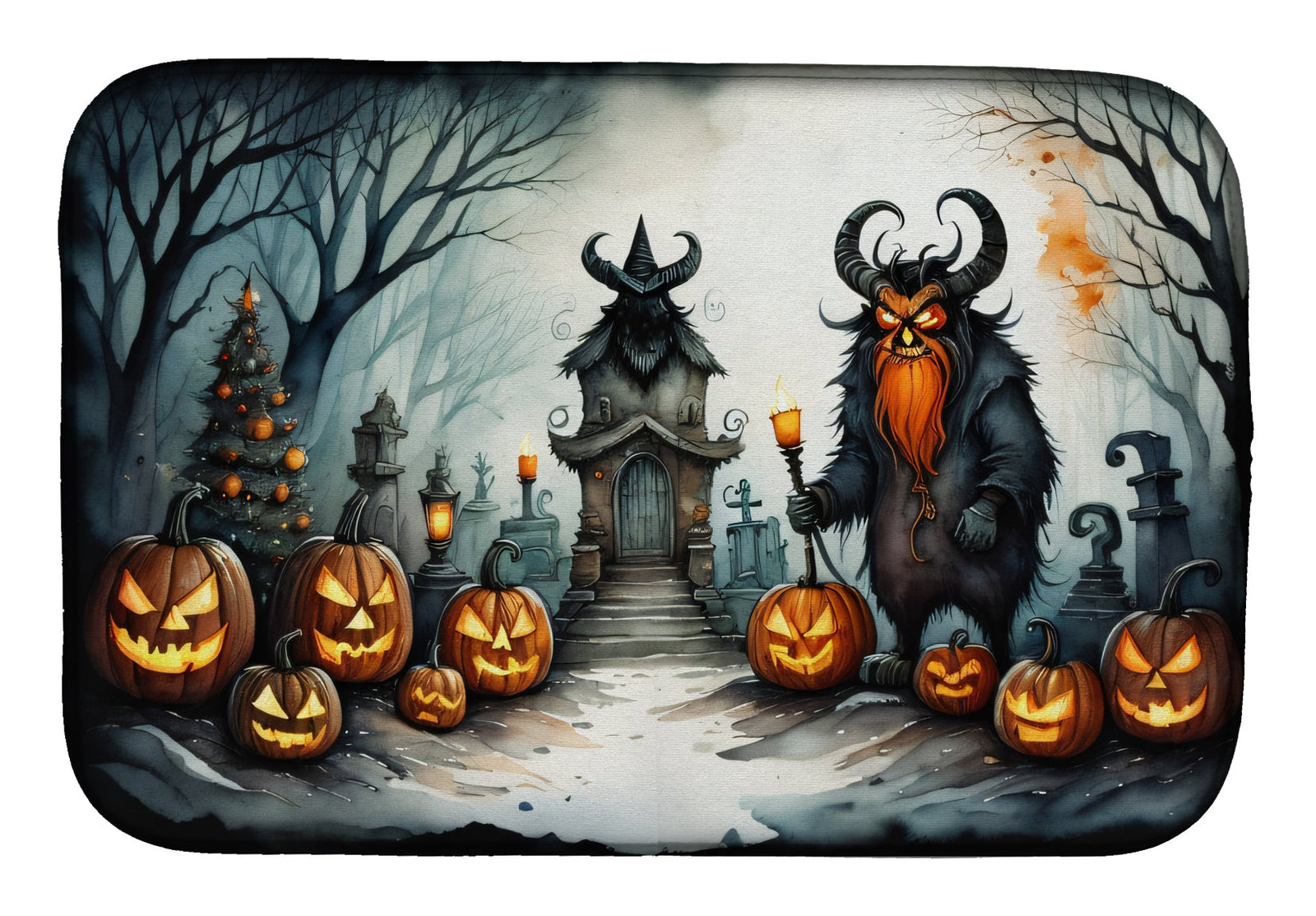 Caroline's Treasures Krampus The Christmas Demon Spooky Halloween Dish Drying Mat