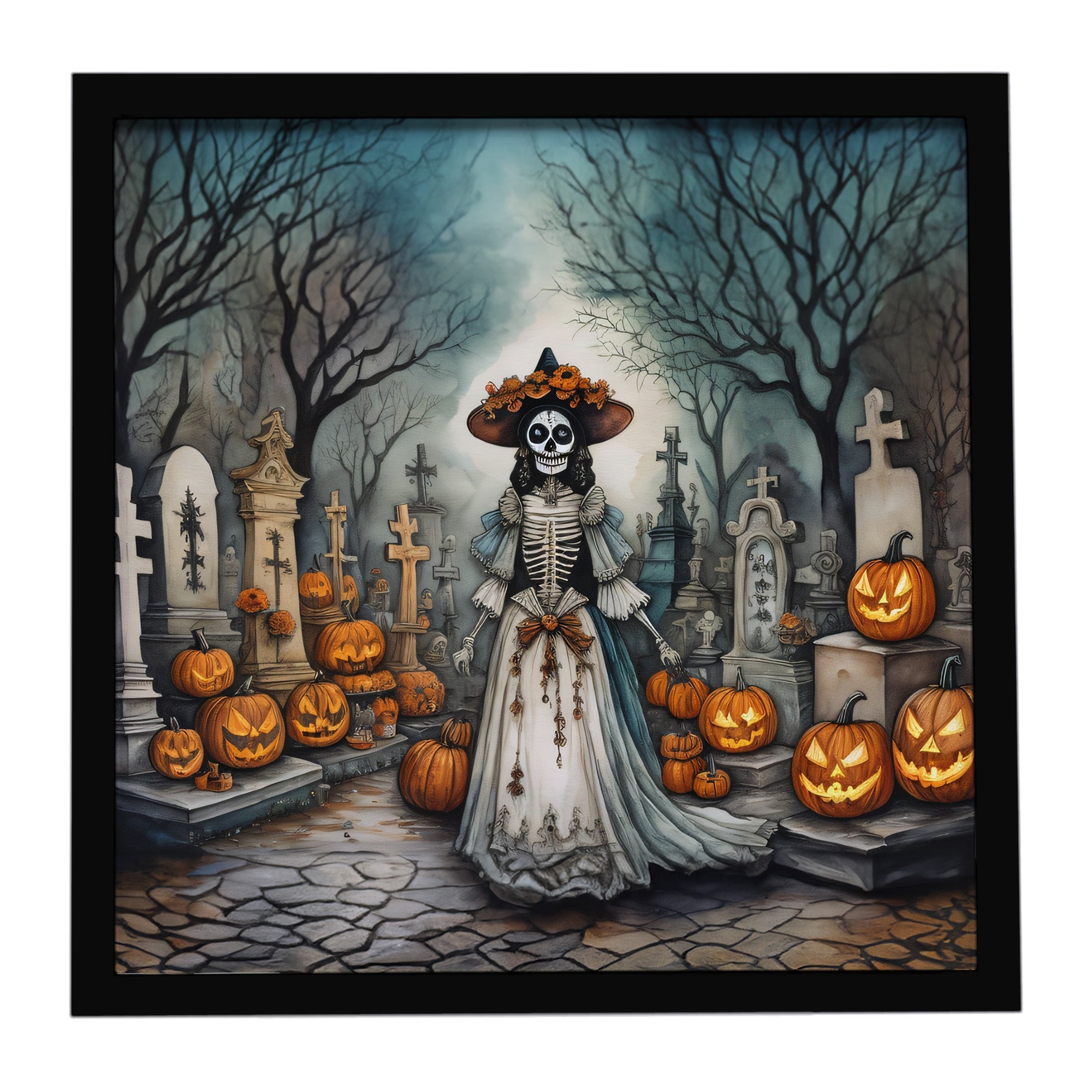 Caroline's Treasures La Catrina Skeleton Spooky Halloween Framed Metal Print