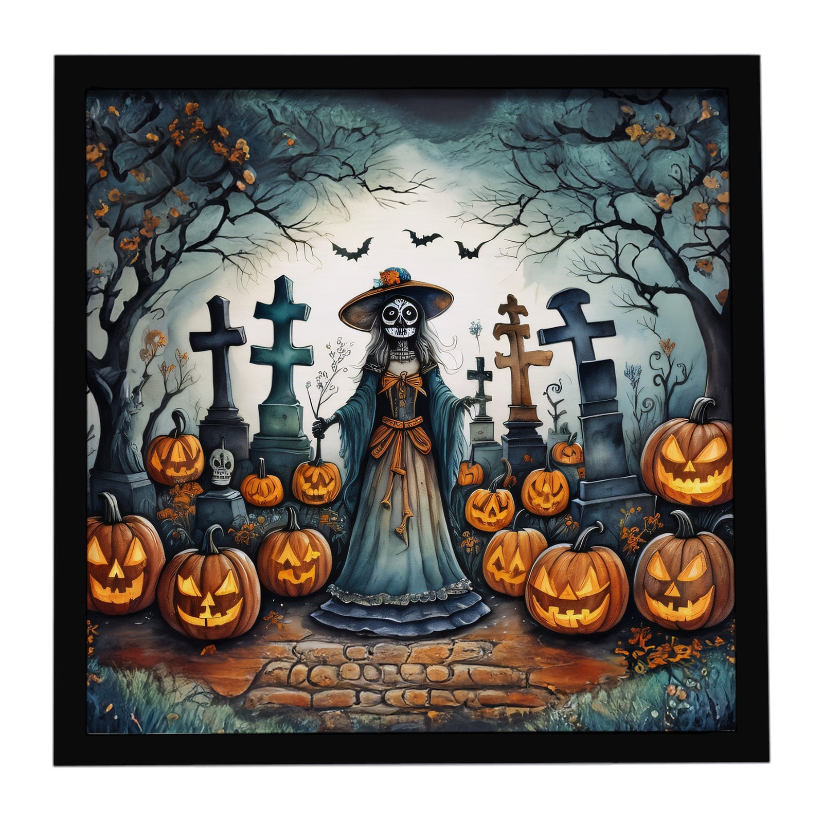 Caroline's Treasures La Catrina Skeleton Spooky Halloween Framed Metal Print