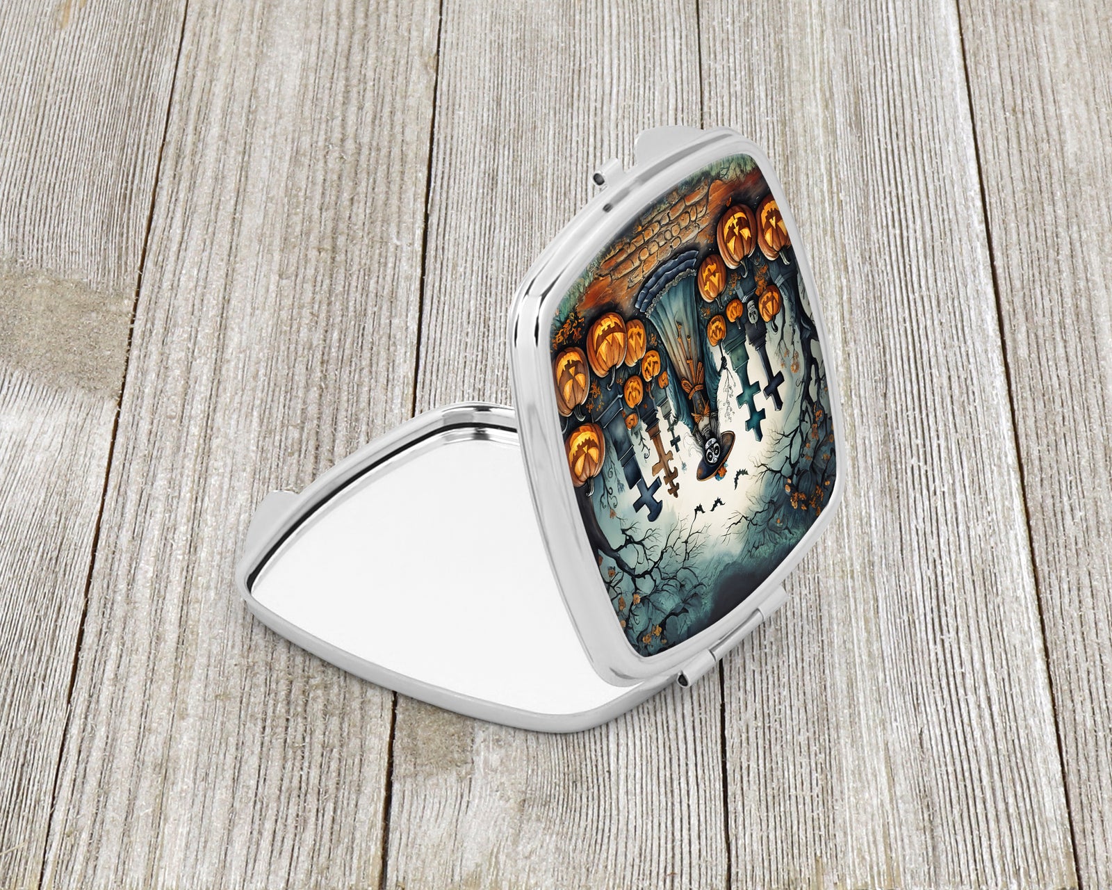 Caroline's Treasures La Catrina Skeleton Spooky Halloween Compact Mirror – Stylish Purse Mirror with Artistic Covers