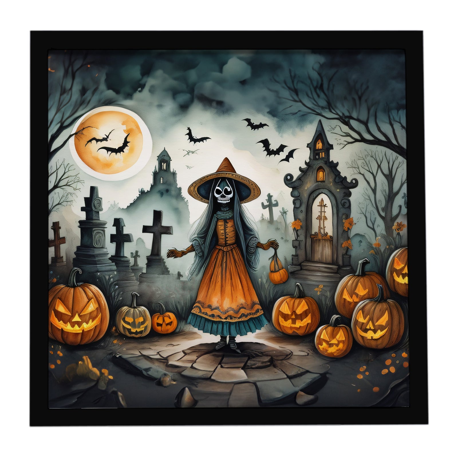 Caroline's Treasures La Llorona Skeleton Spooky Halloween Framed Metal Print