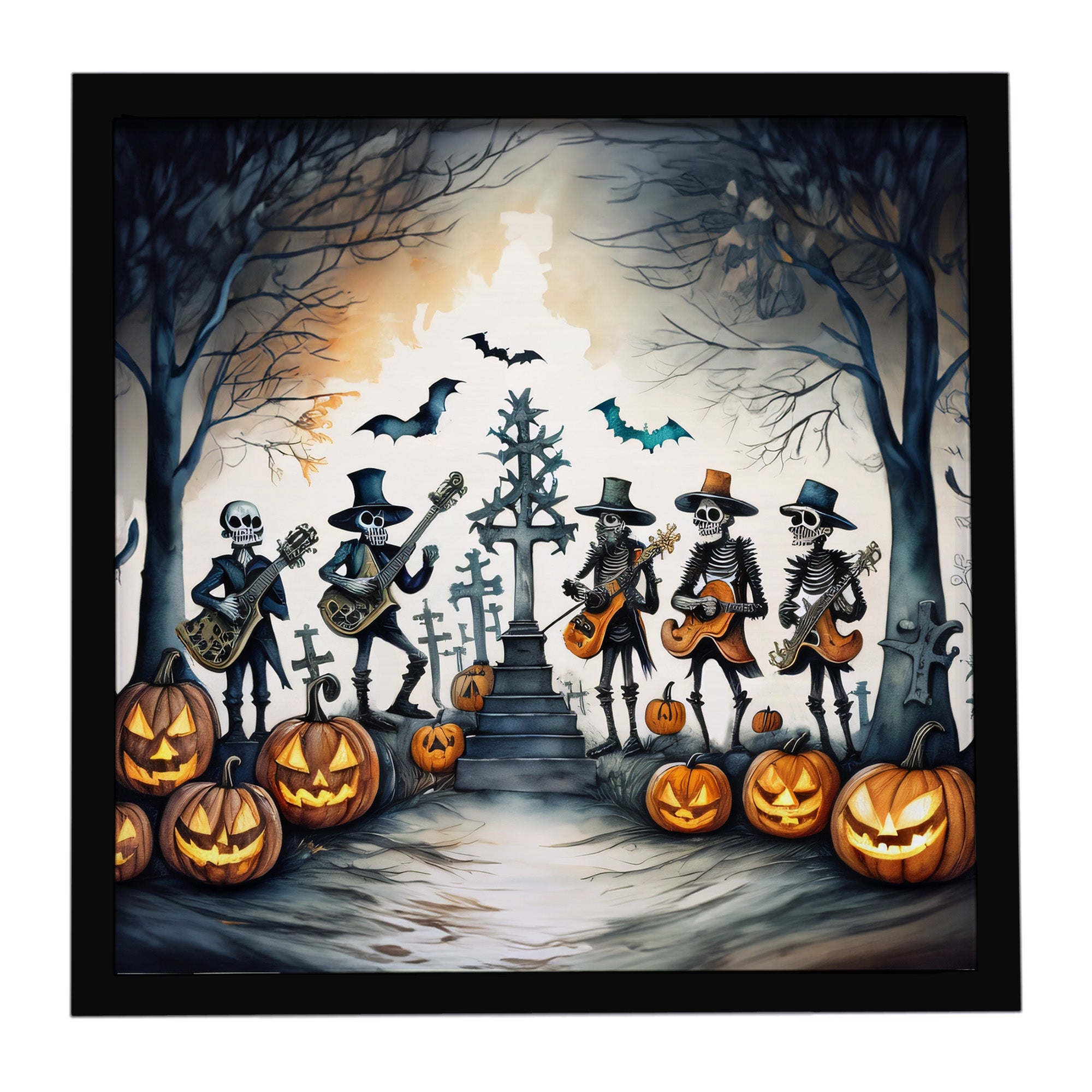 Caroline's Treasures Mariachi Skeleton Band Spooky Halloween Framed Metal Print