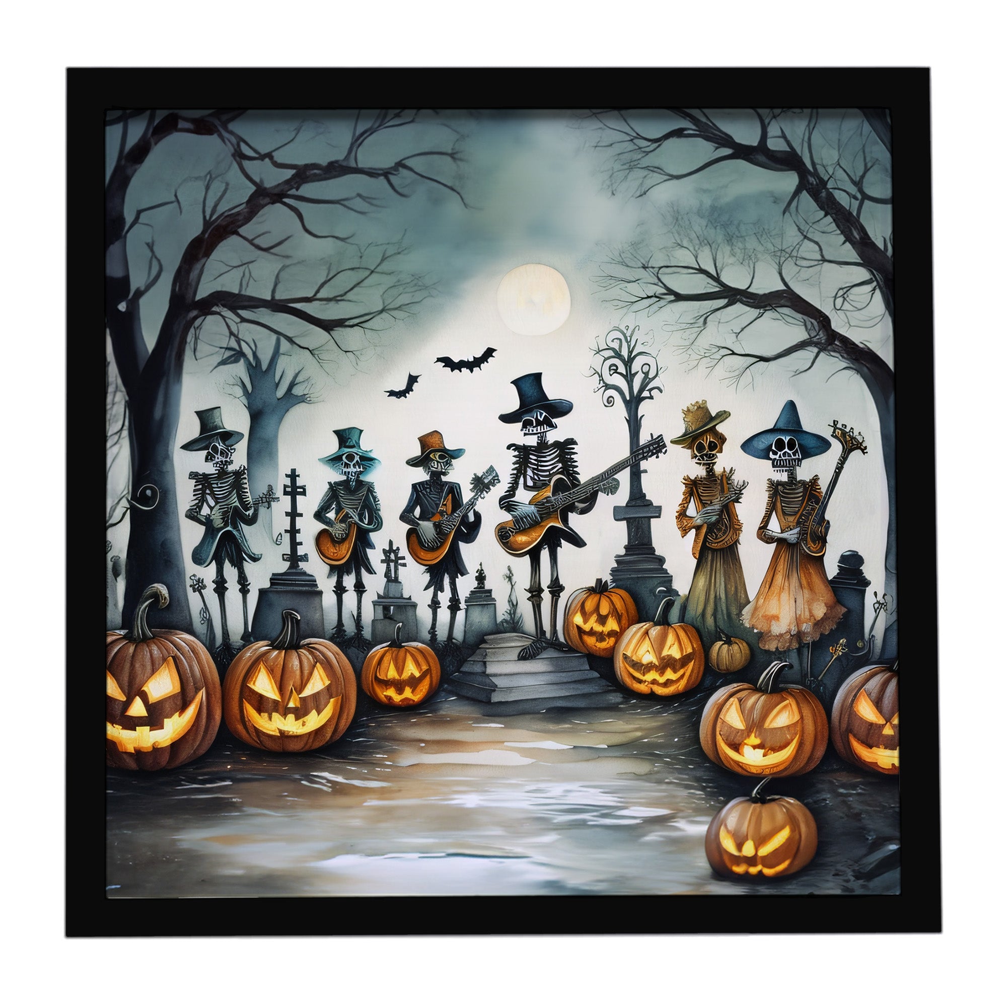 Caroline's Treasures Mariachi Skeleton Band Spooky Halloween Framed Metal Print