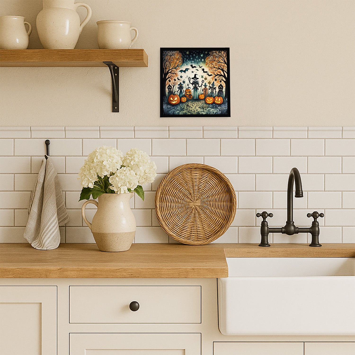 Caroline's Treasures Papel Picado Skeletons Spooky Halloween Framed Metal Print