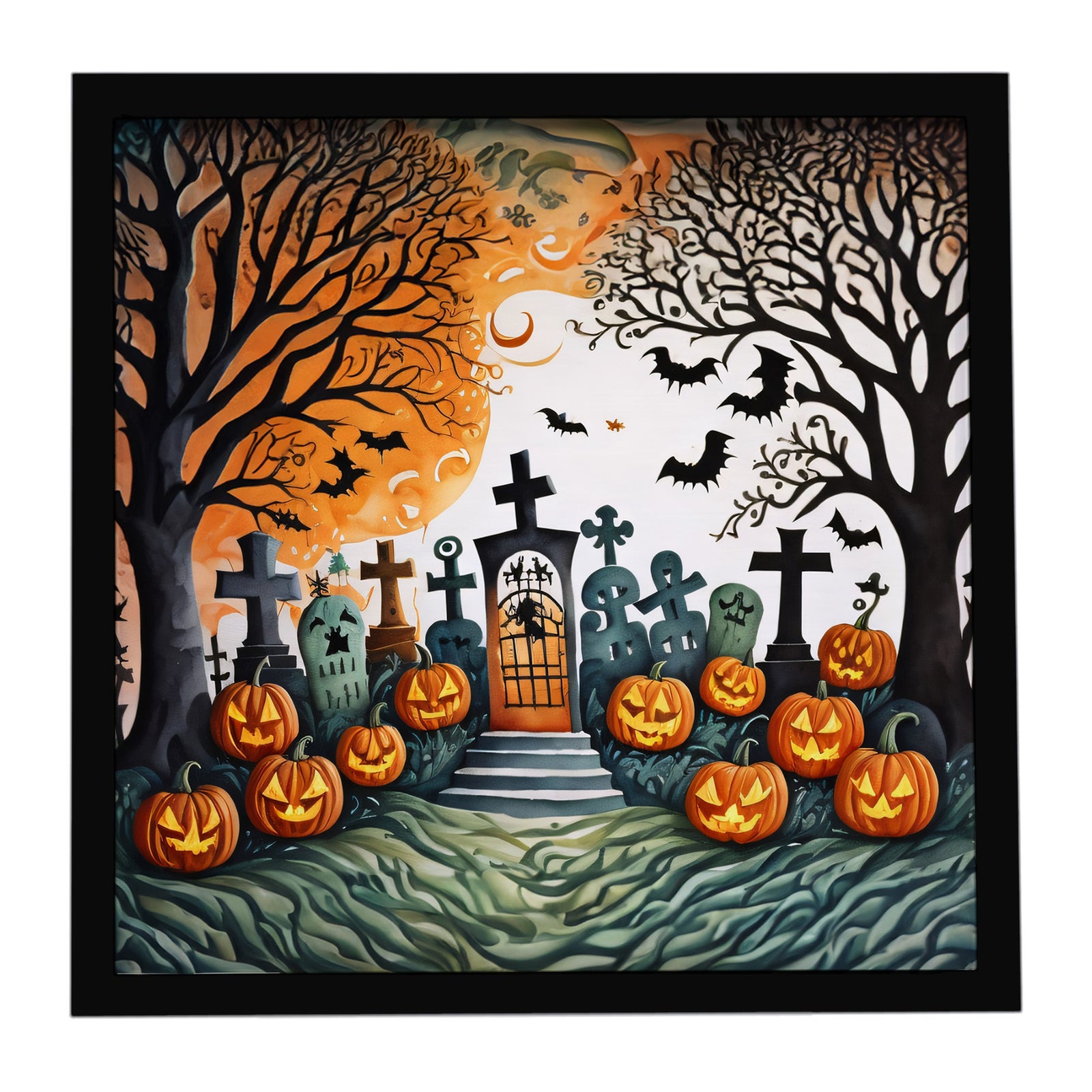 Caroline's Treasures Papel Picado Skeletons Spooky Halloween Framed Metal Print