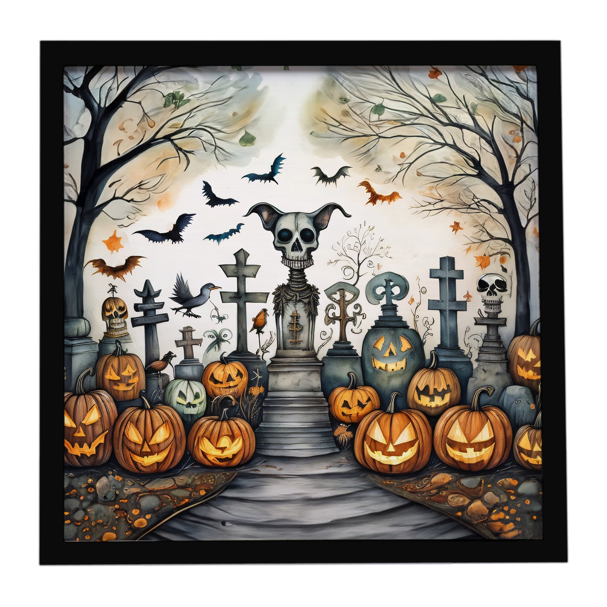 Caroline's Treasures Pet Cemetery Spooky Halloween Framed Metal Print
