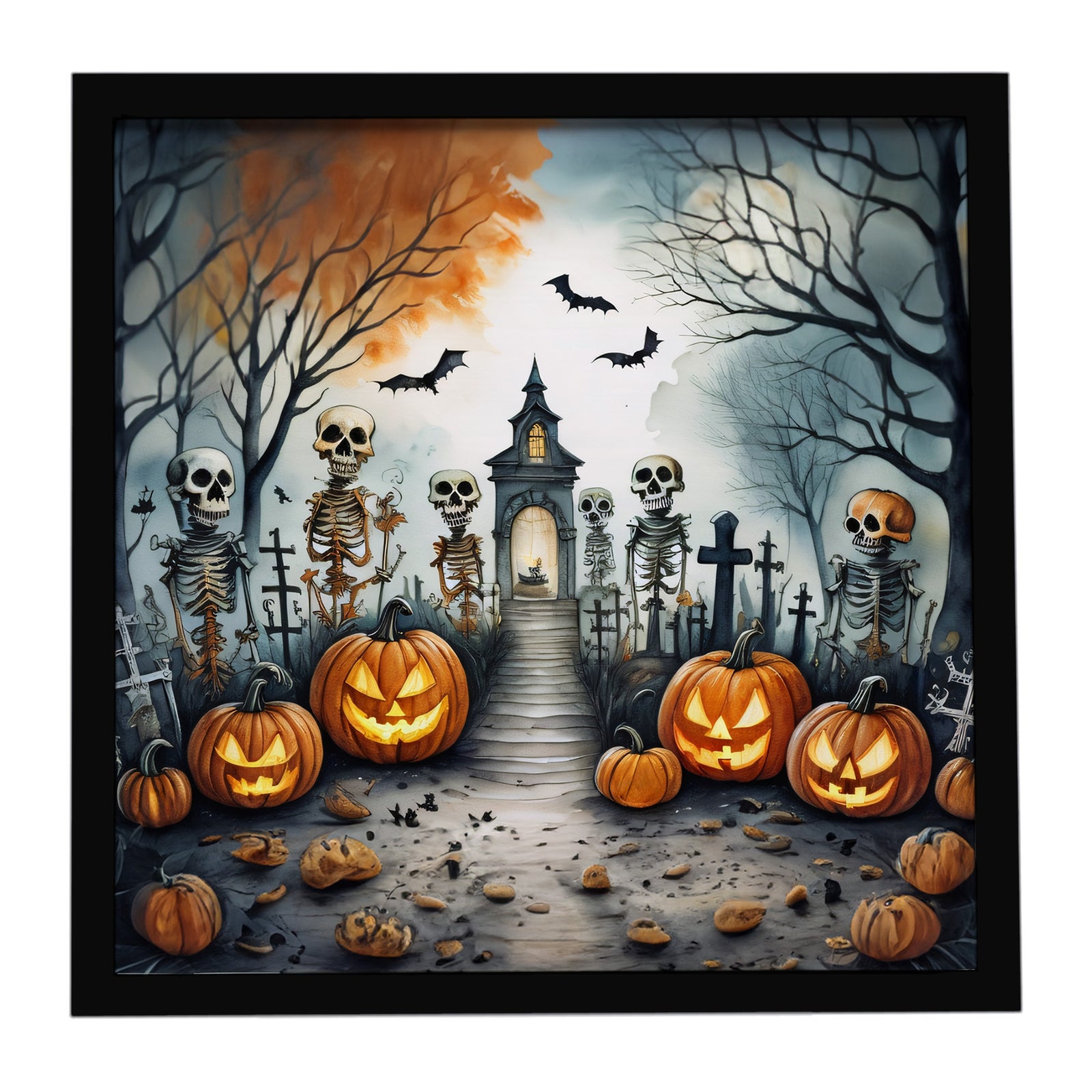 Caroline's Treasures Skeleton Spooky Halloween Framed Metal Print