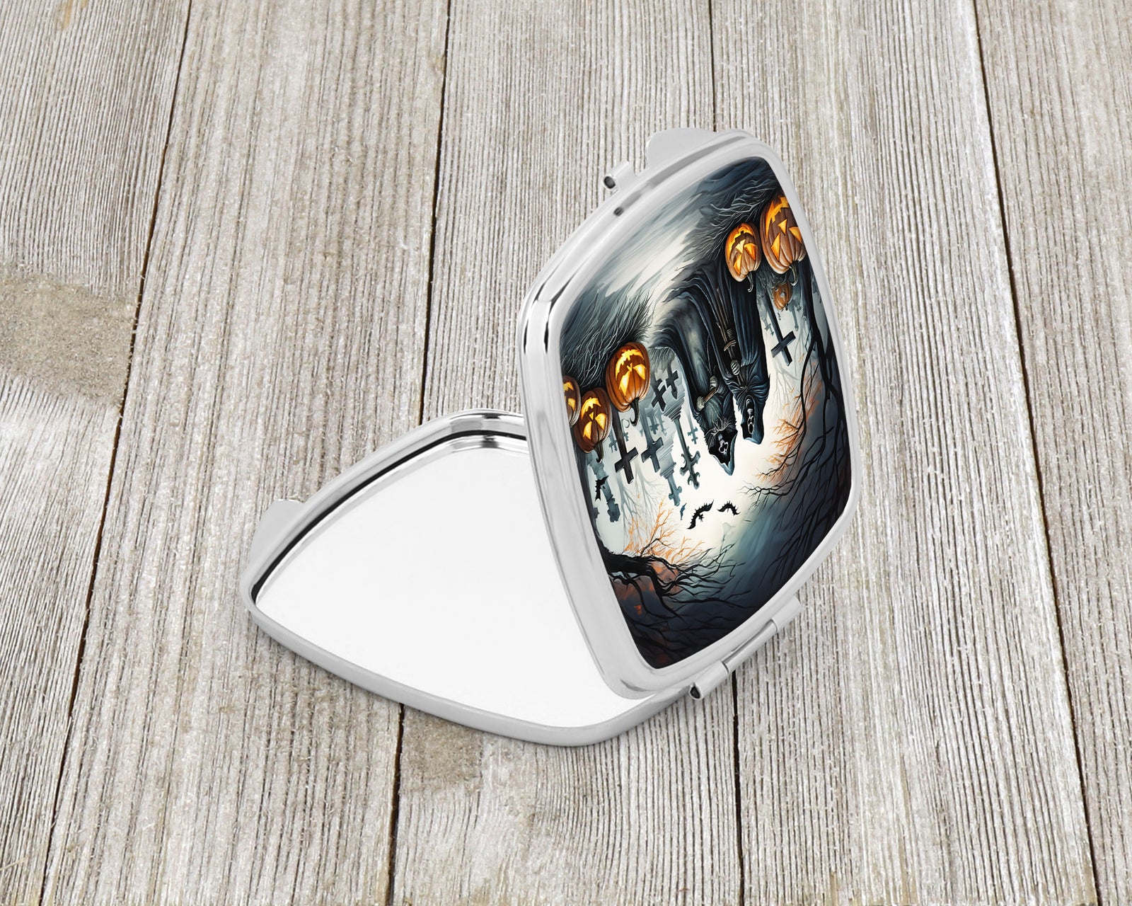 Caroline's Treasures The Grim Reaper Spooky Halloween Compact Mirror – Stylish Purse Mirror with Artistic Covers