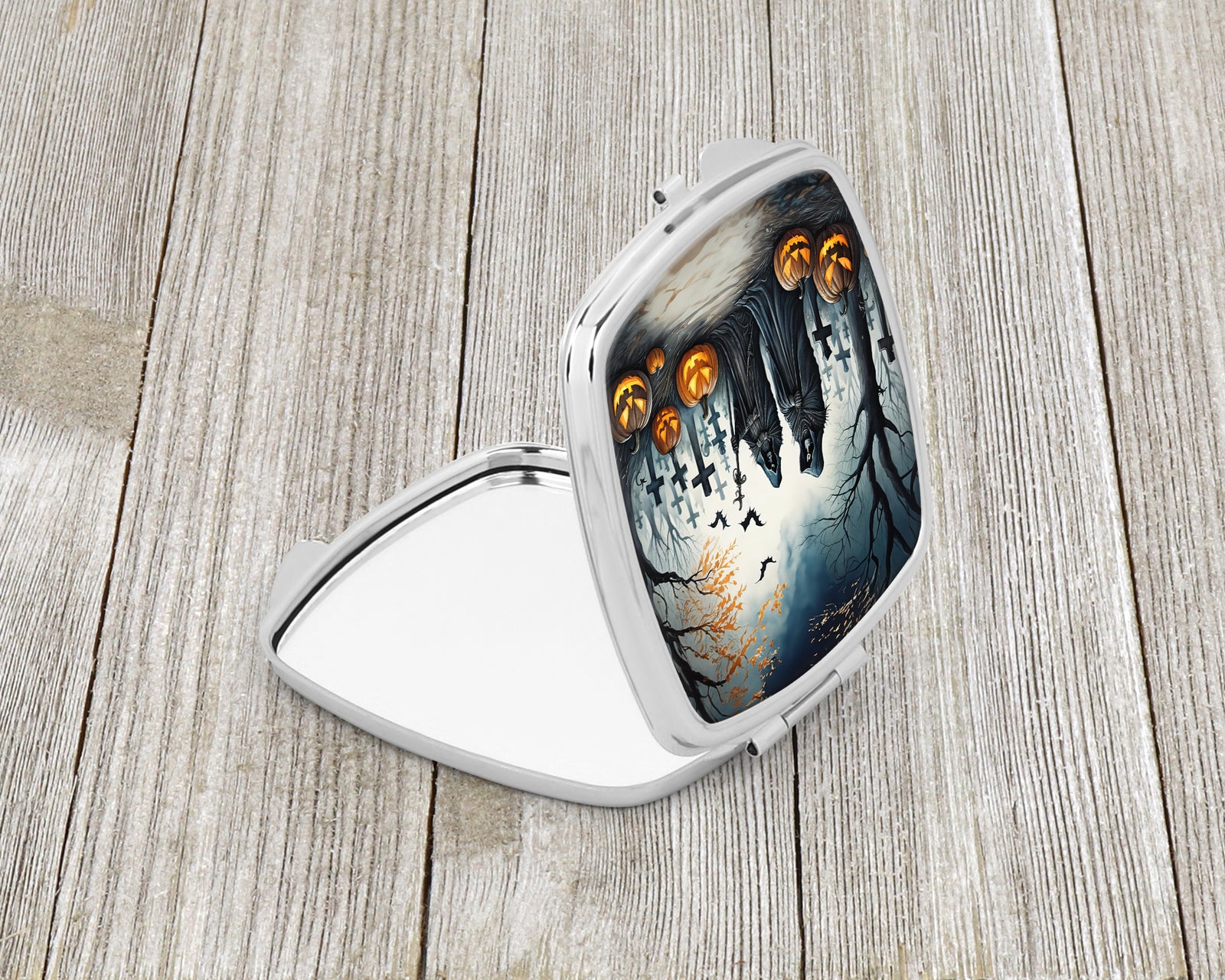 Caroline's Treasures The Grim Reaper Spooky Halloween Compact Mirror – Stylish Purse Mirror with Artistic Covers