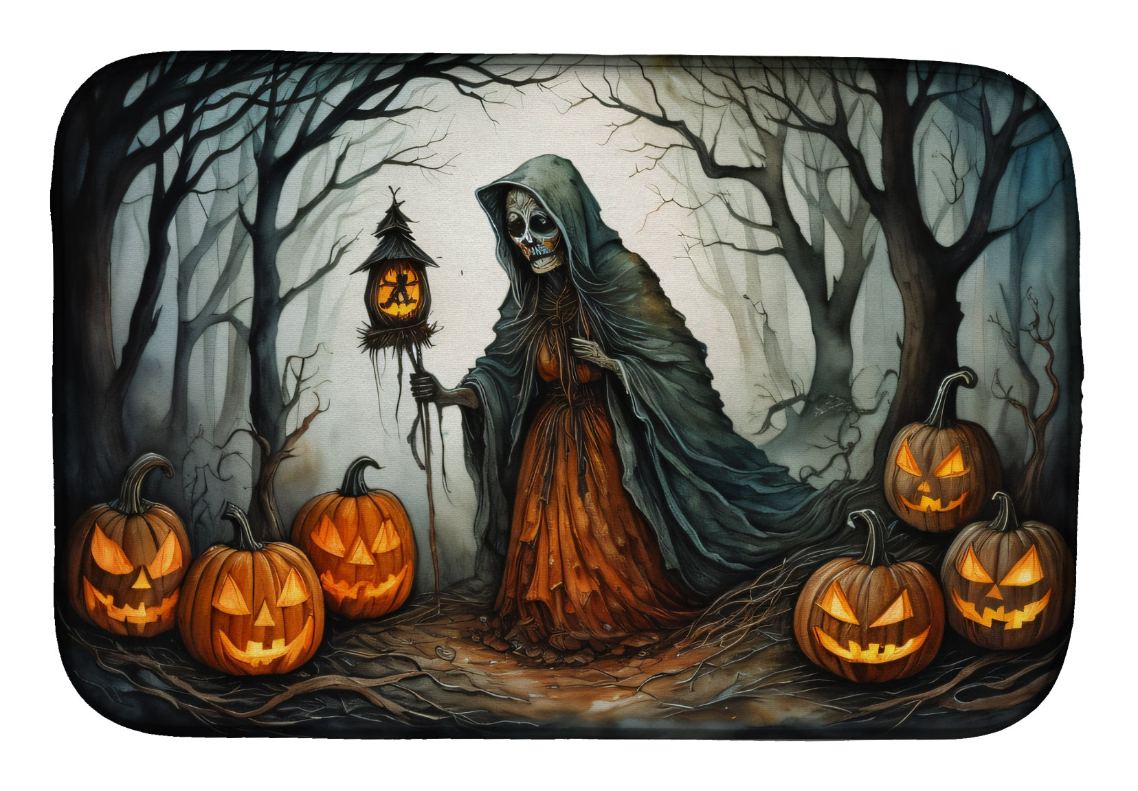 Caroline's Treasures The Weeping Woman Spooky Halloween Dish Drying Mat