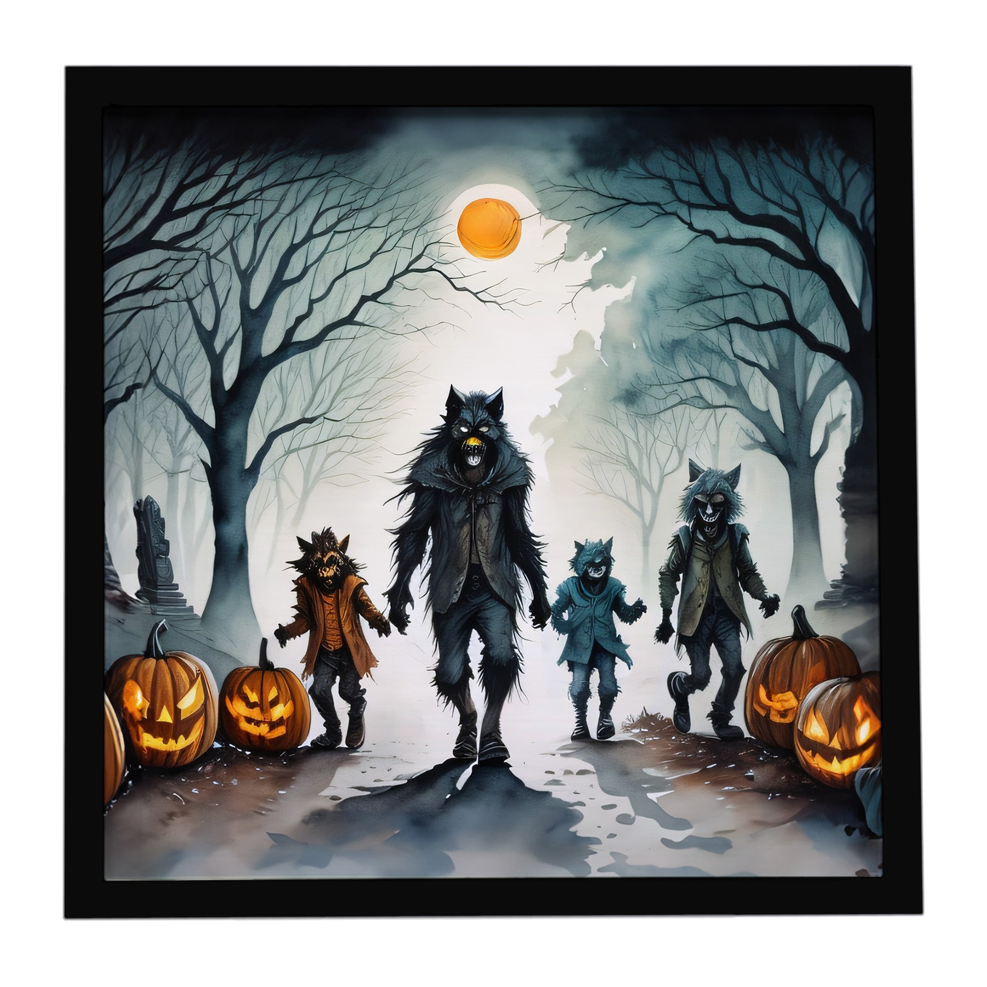 Caroline's Treasures Werewolves Spooky Halloween Framed Metal Print