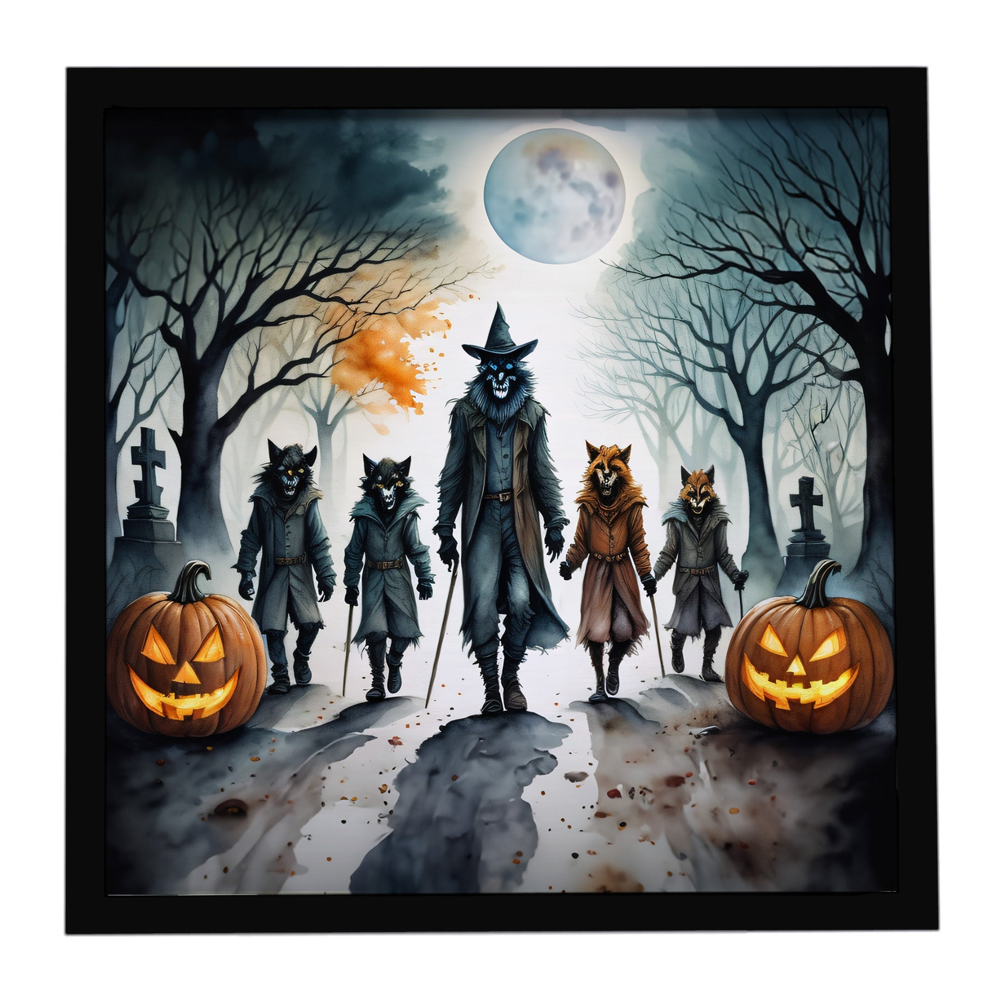 Caroline's Treasures Werewolves Spooky Halloween Framed Metal Print