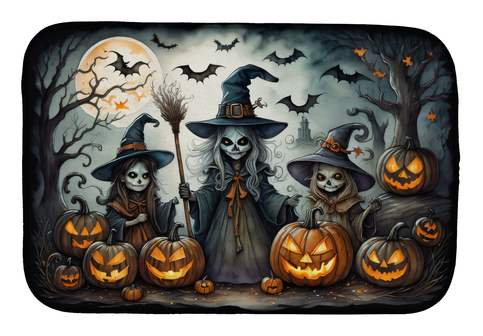 Caroline's Treasures Witches Spooky Halloween Dish Drying Mat