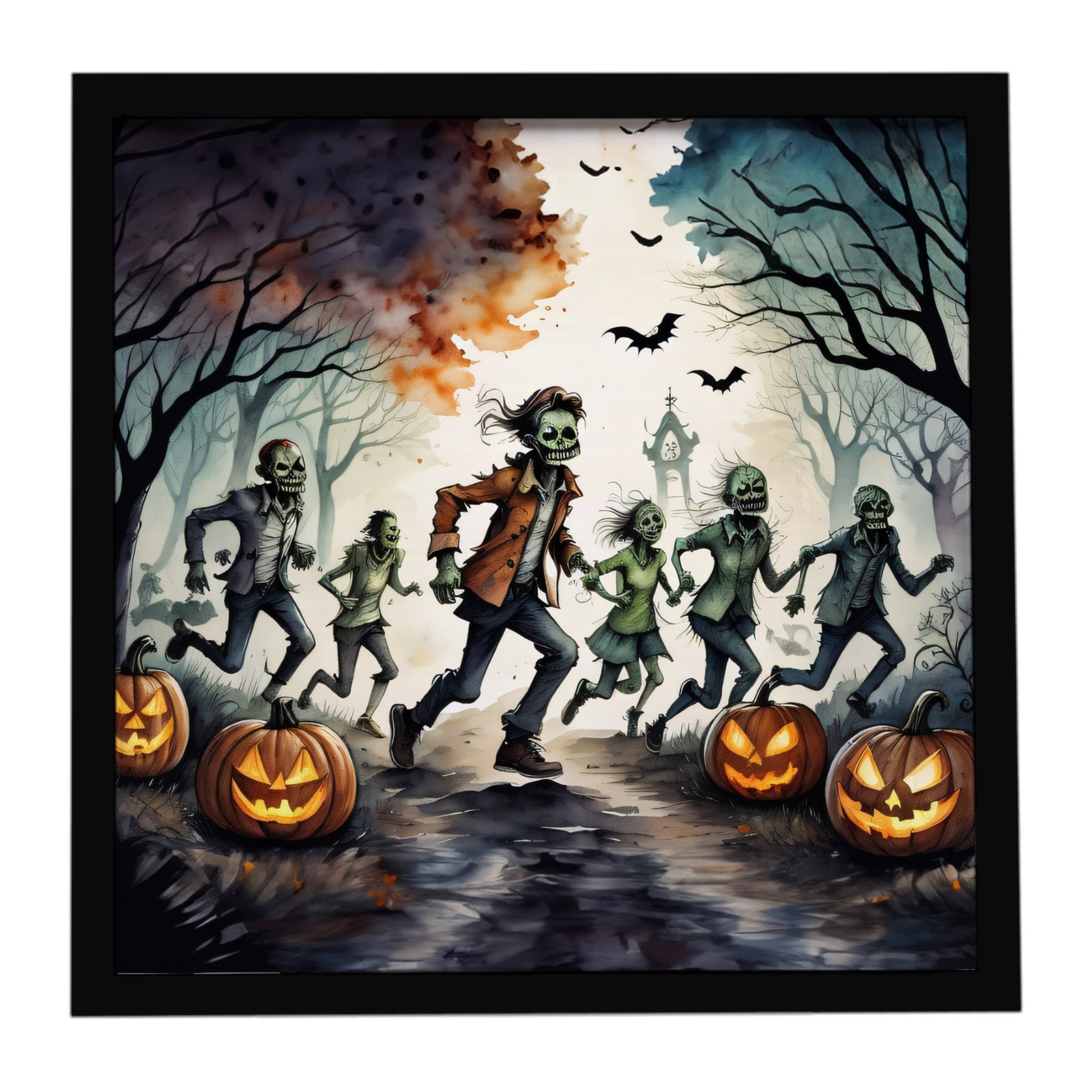 Caroline's Treasures Zombies Spooky Halloween Framed Metal Print