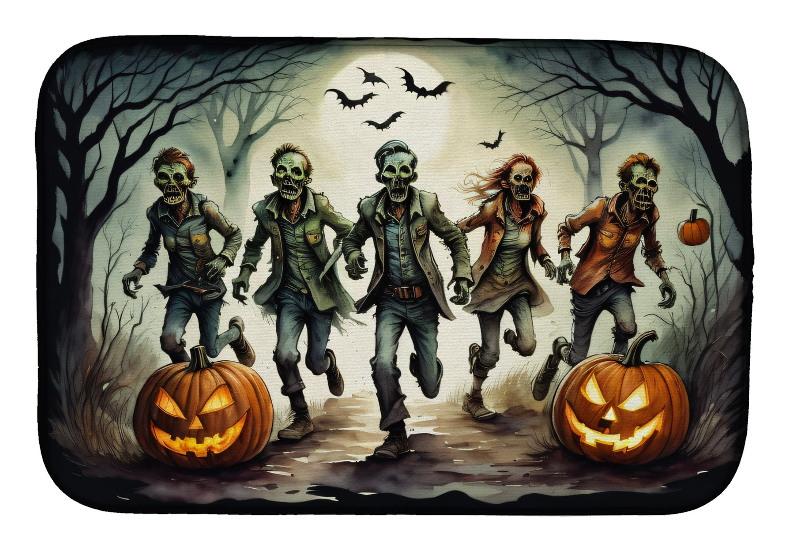 Caroline's Treasures Zombies Spooky Halloween Dish Drying Mat