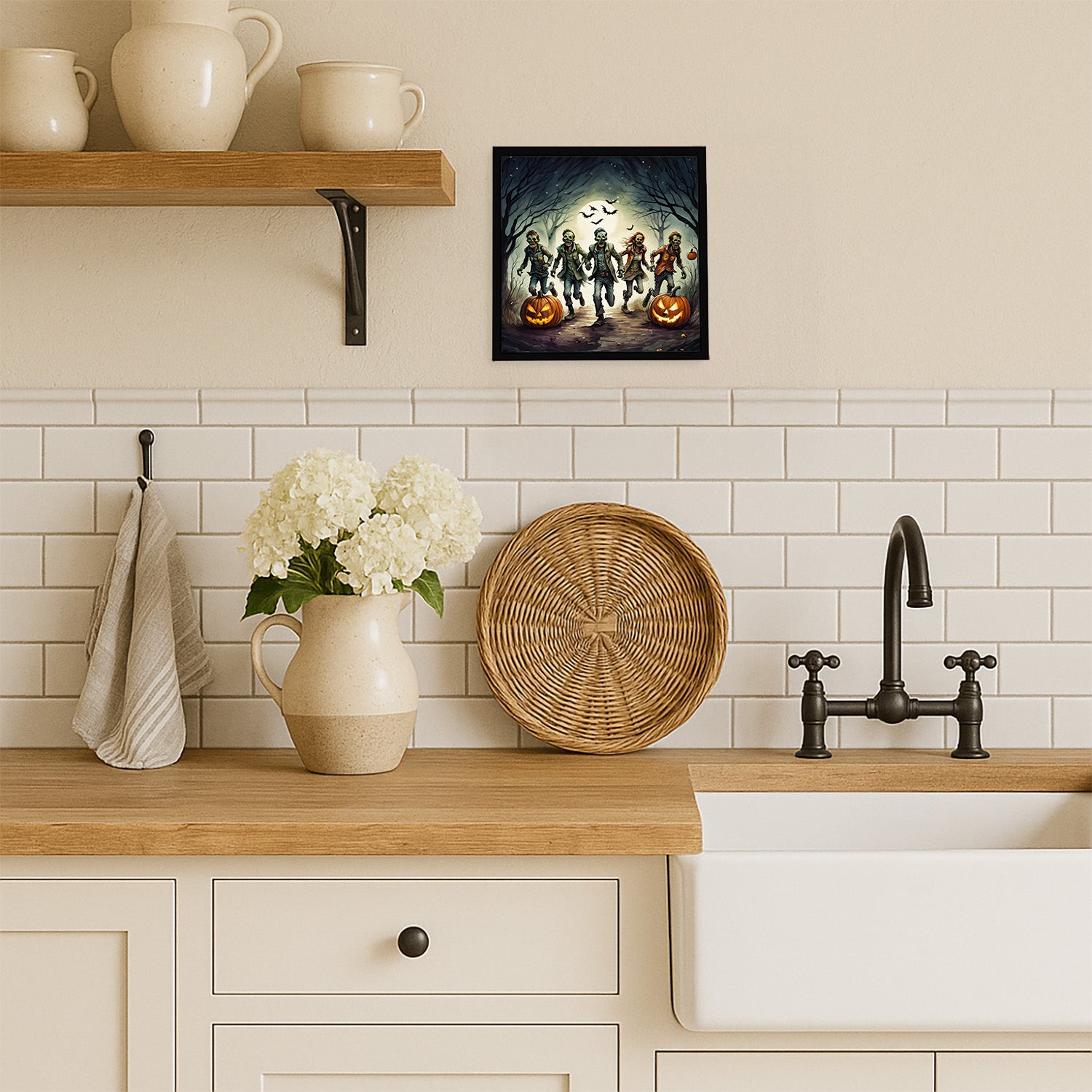 Caroline's Treasures Zombies Spooky Halloween Framed Metal Print