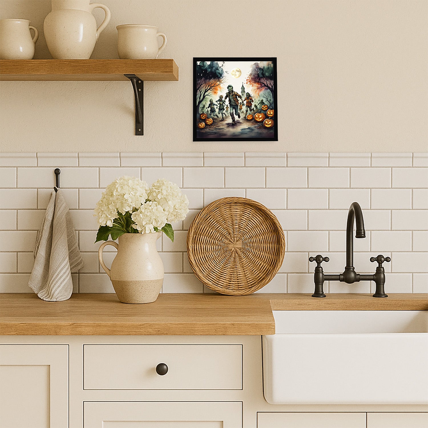 Caroline's Treasures Zombies Spooky Halloween Framed Metal Print