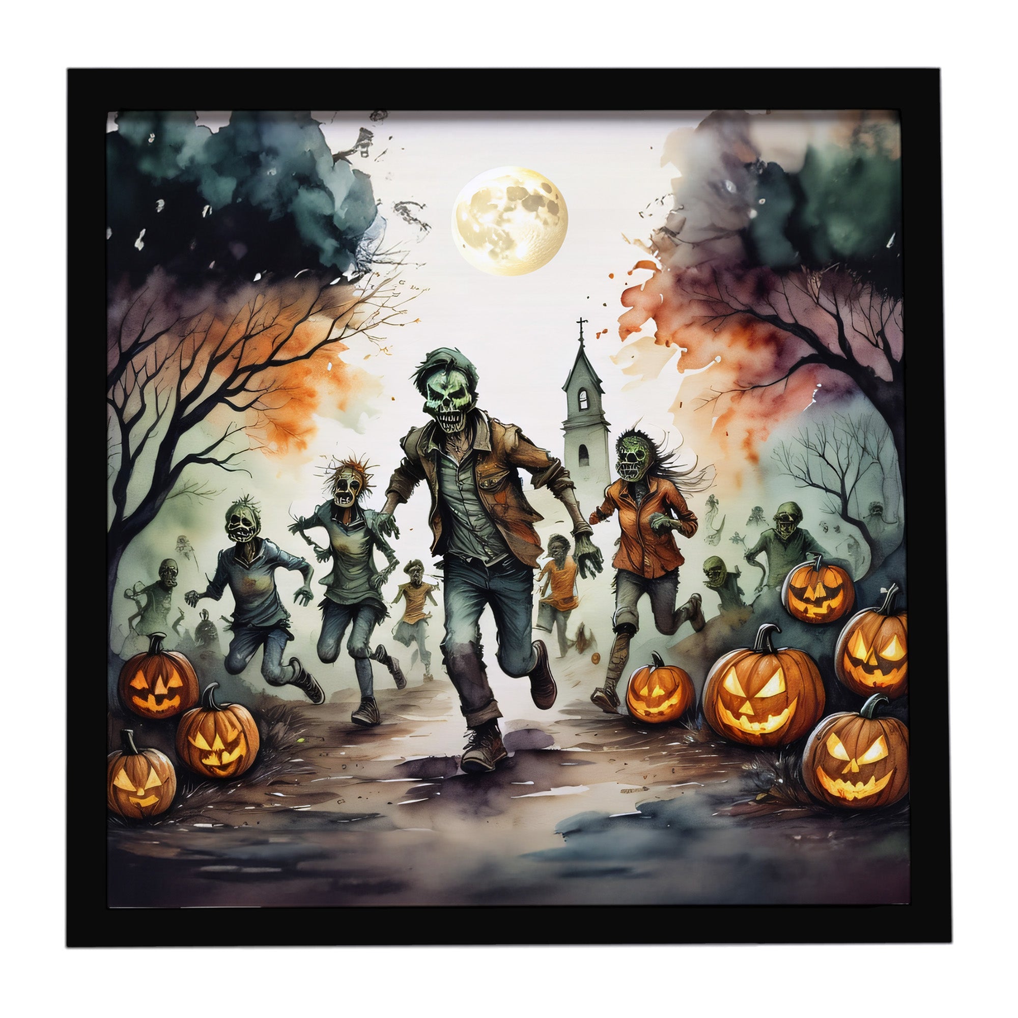 Caroline's Treasures Zombies Spooky Halloween Framed Metal Print