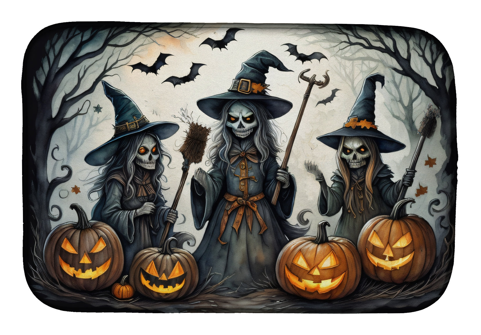 Caroline's Treasures Witches Spooky Halloween Dish Drying Mat