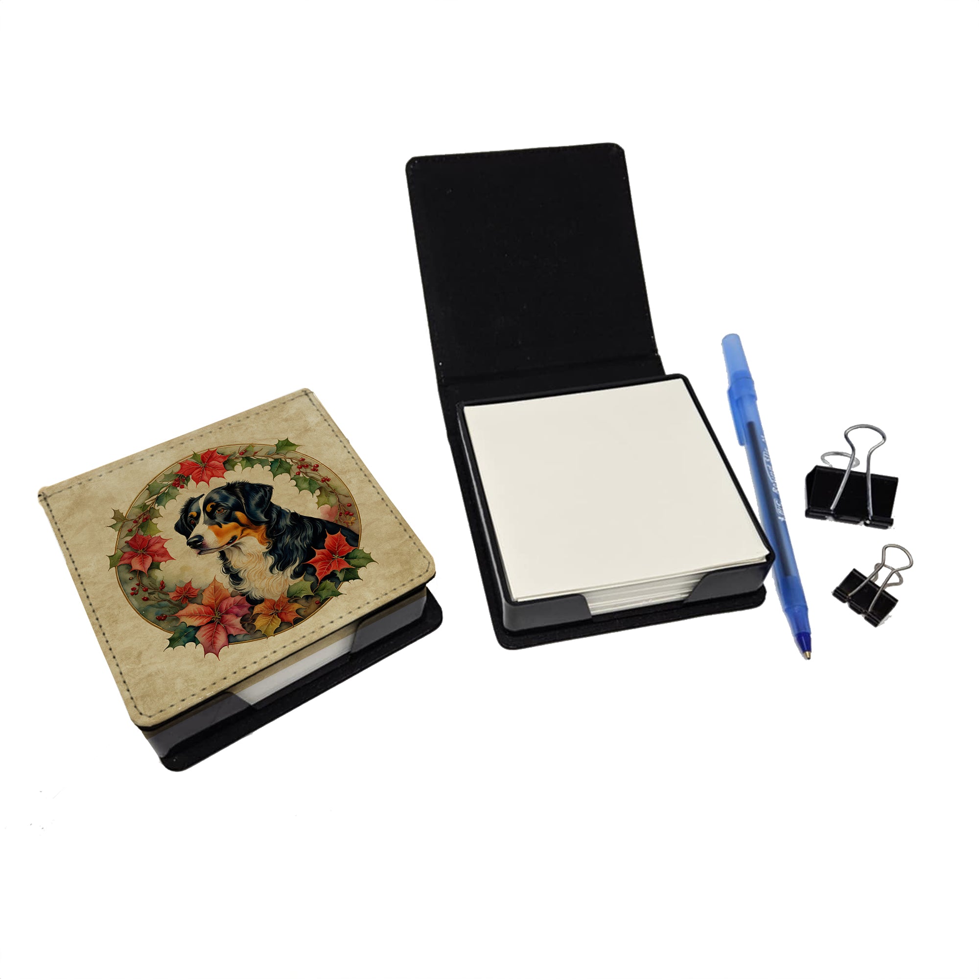 Buy this Appenzeller Sennenhund Christmas Flowers PU Leather Note Paper Holder