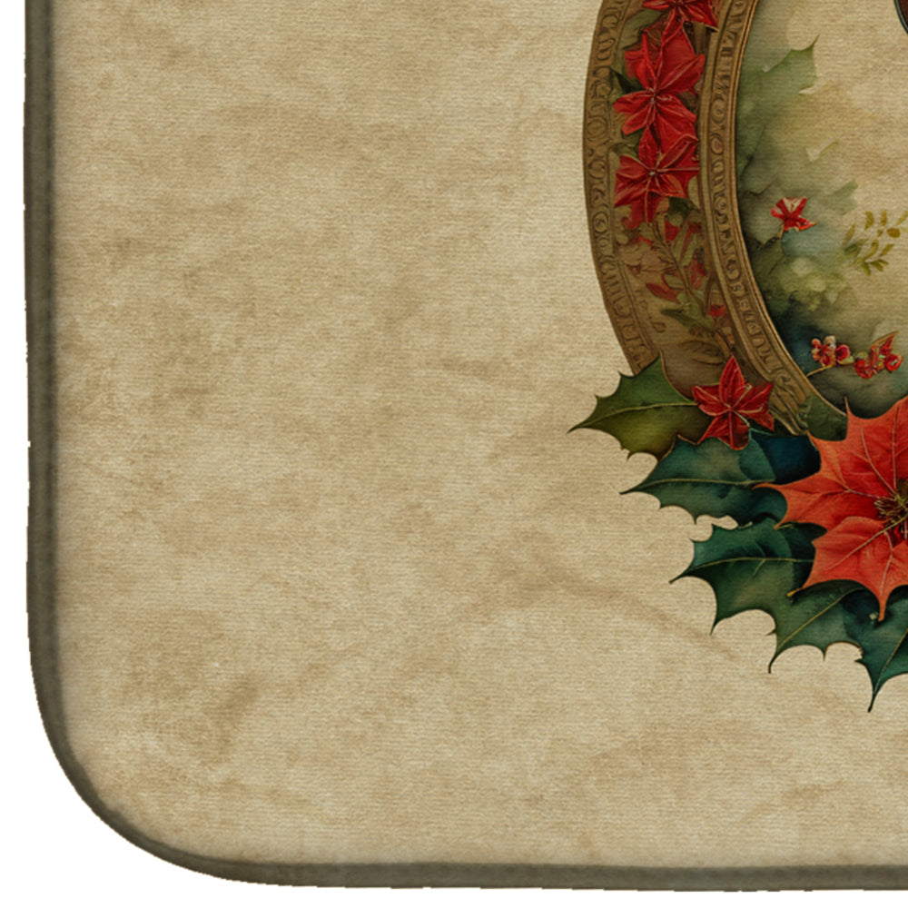 Caroline's Treasures Beagle Christmas Flowers Dish Drying Mat