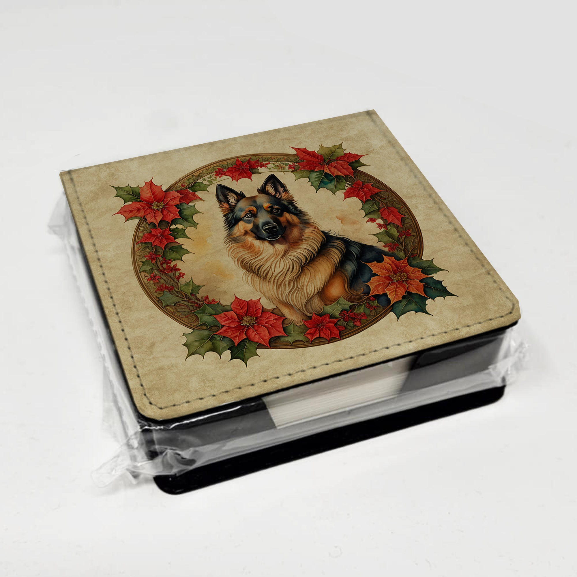 Caroline's Treasures Belgian Tervuren Christmas Flowers PU Leather Note Paper Holder