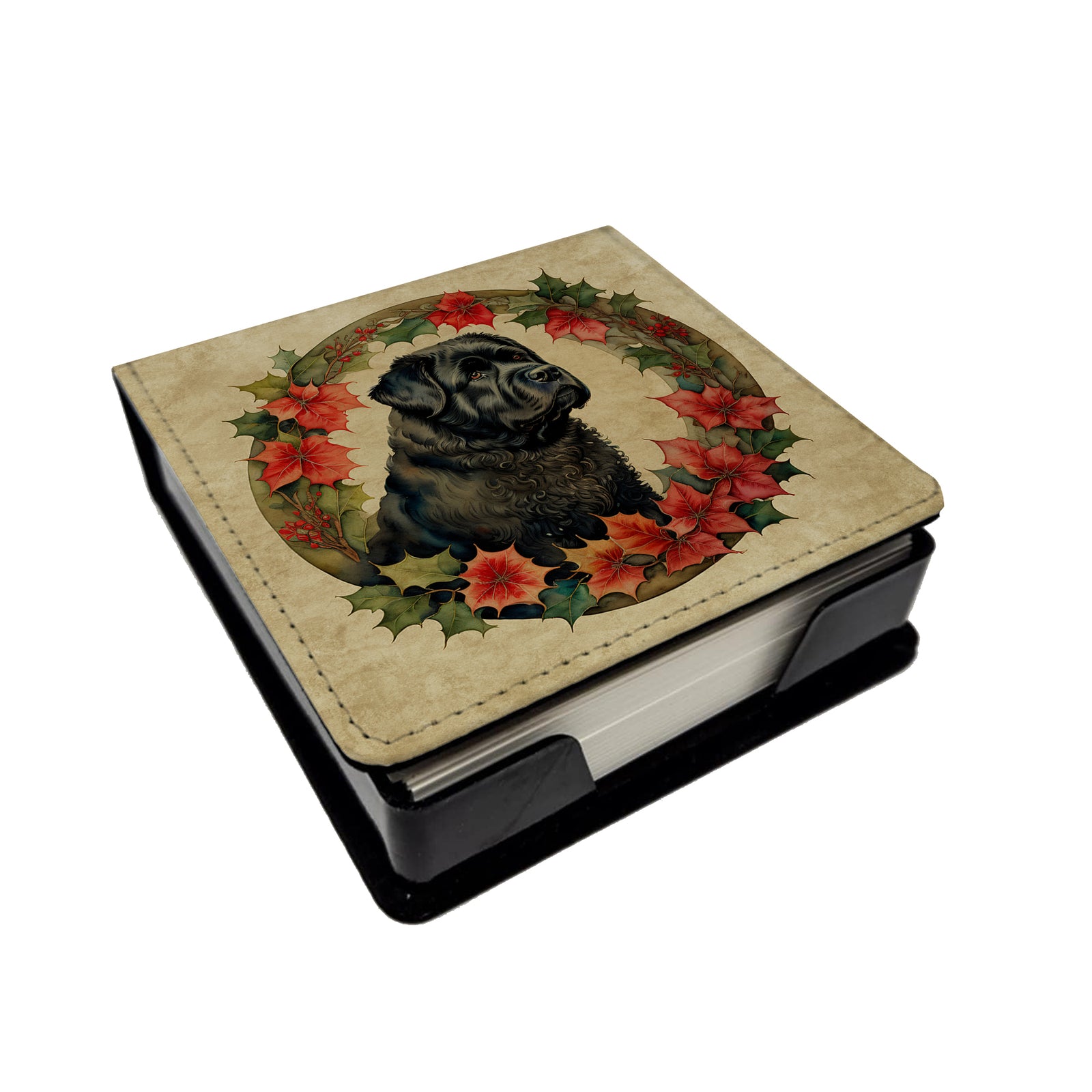 Caroline's Treasures Bouvier des Flandres Christmas Flowers PU Leather Note Paper Holder