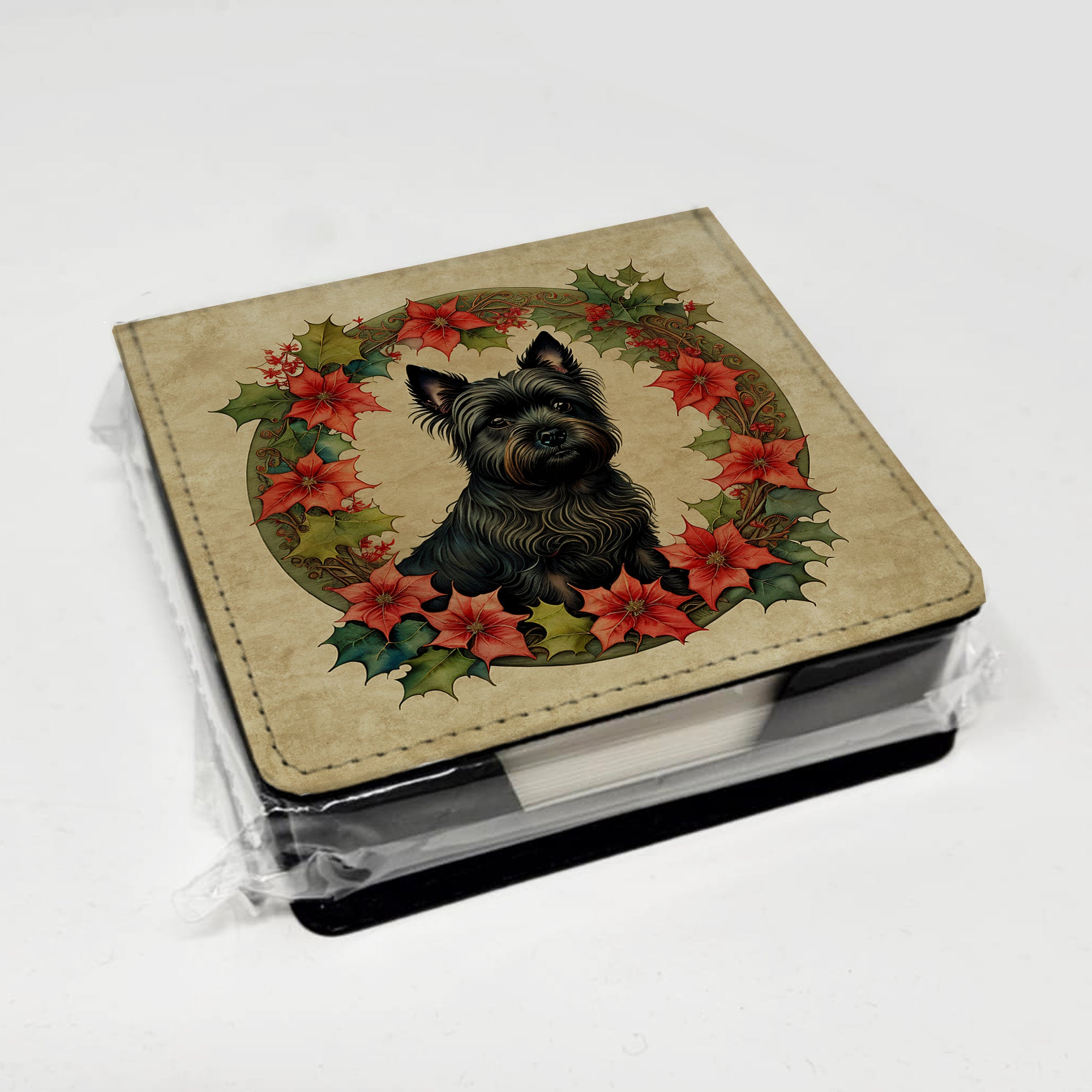 Caroline's Treasures Cairn Terrier Christmas Flowers PU Leather Note Paper Holder