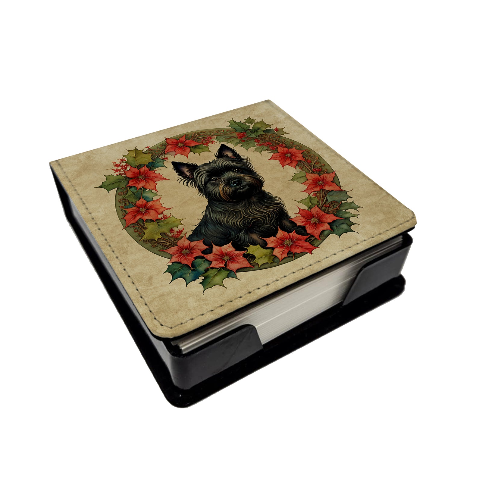 Caroline's Treasures Cairn Terrier Christmas Flowers PU Leather Note Paper Holder