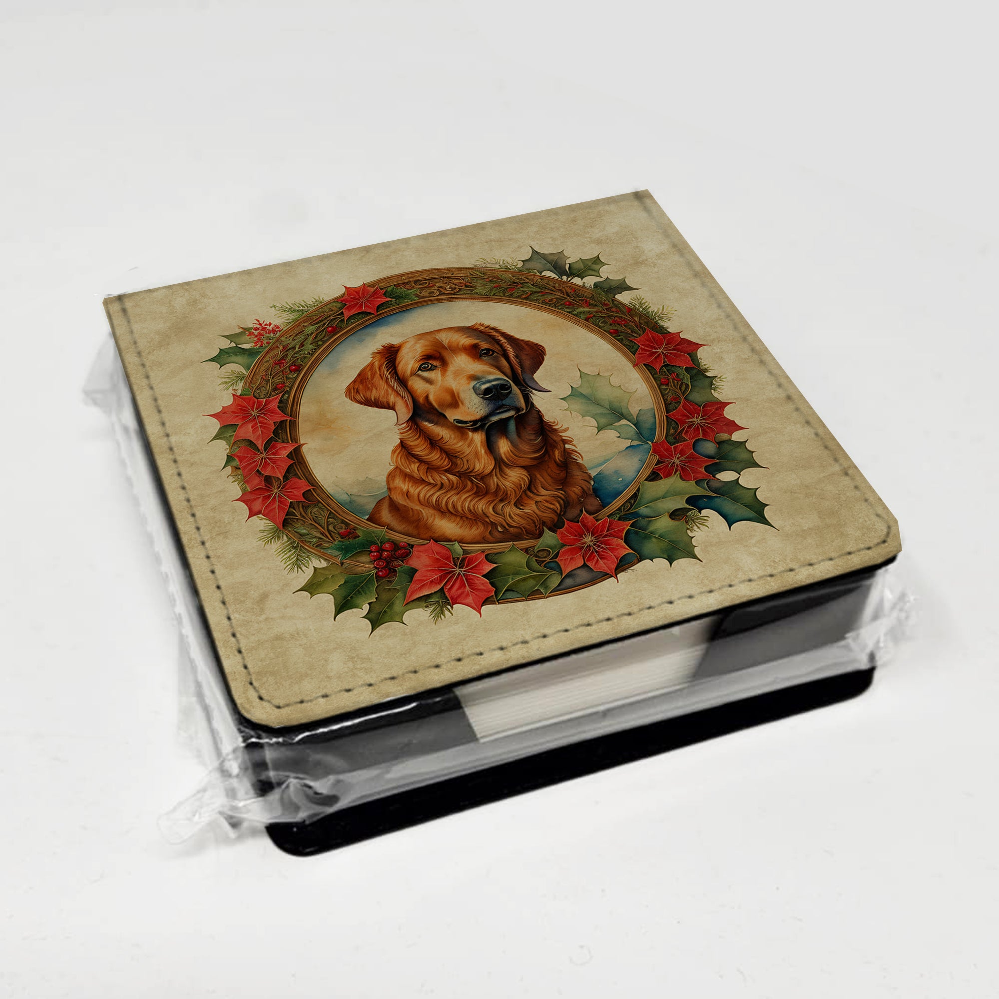 Caroline's Treasures Chesapeake Bay Retriever Christmas Flowers PU Leather Note Paper Holder