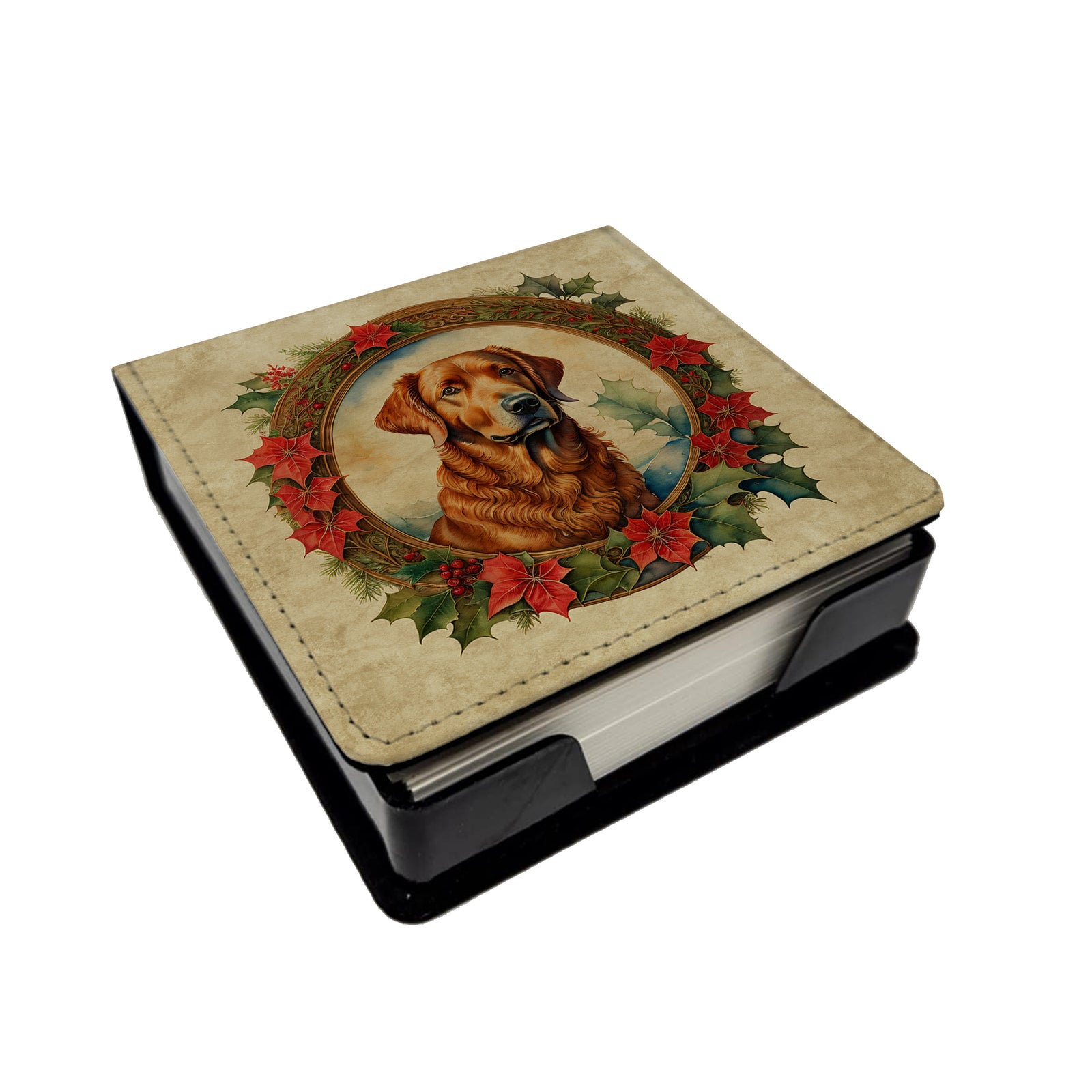 Caroline's Treasures Chesapeake Bay Retriever Christmas Flowers PU Leather Note Paper Holder