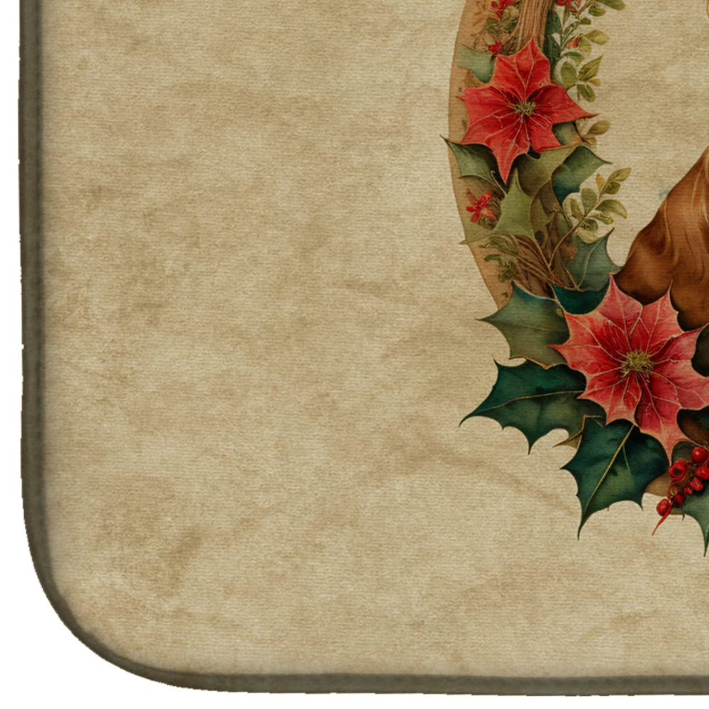 Caroline's Treasures Cocker Spaniel Christmas Flowers Dish Drying Mat