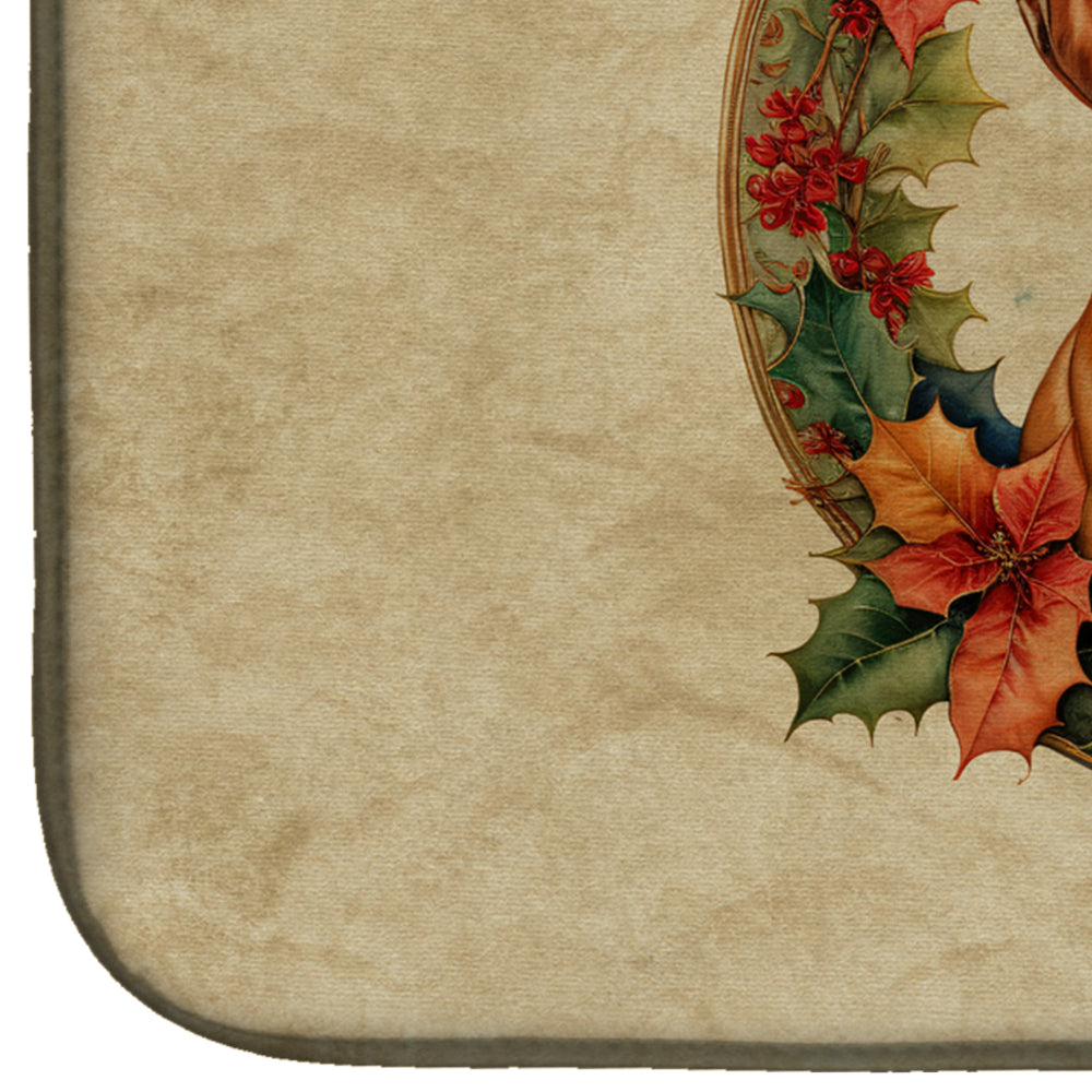 Caroline's Treasures Dogue de Bordeaux Christmas Flowers Dish Drying Mat