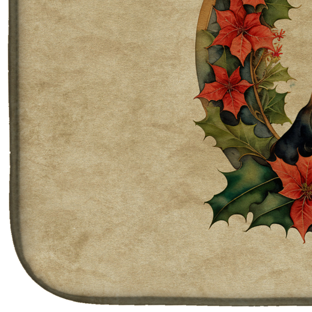 Caroline's Treasures English Cocker Spaniel Christmas Flowers Dish Drying Mat