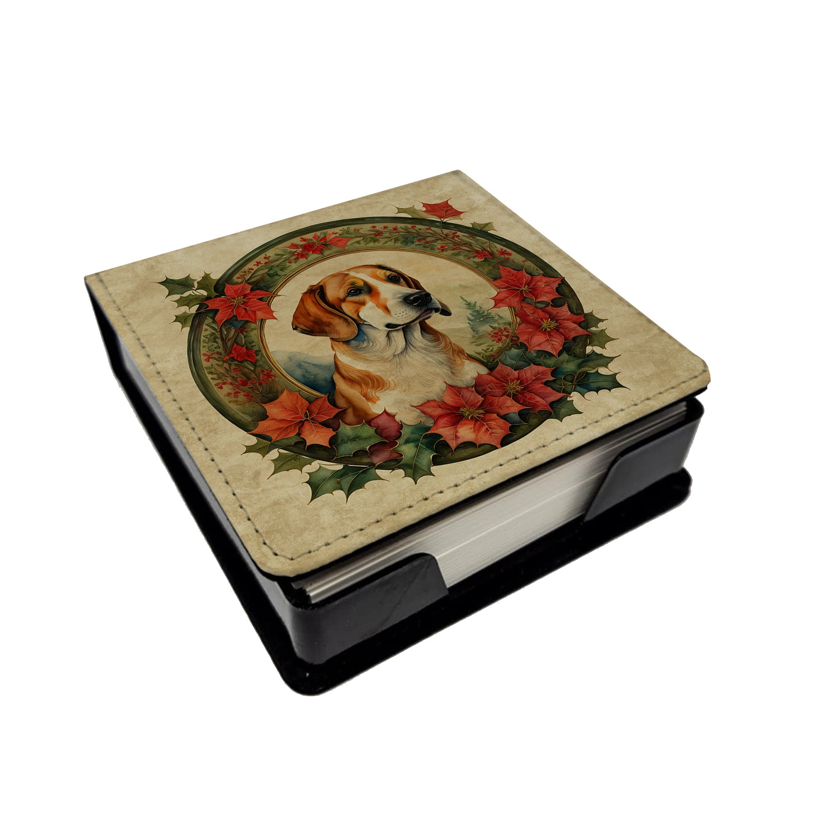 Caroline's Treasures English Foxhound Christmas Flowers PU Leather Note Paper Holder
