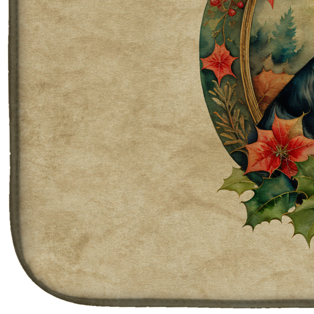 Caroline's Treasures English Springer Spaniel Christmas Flowers Dish Drying Mat