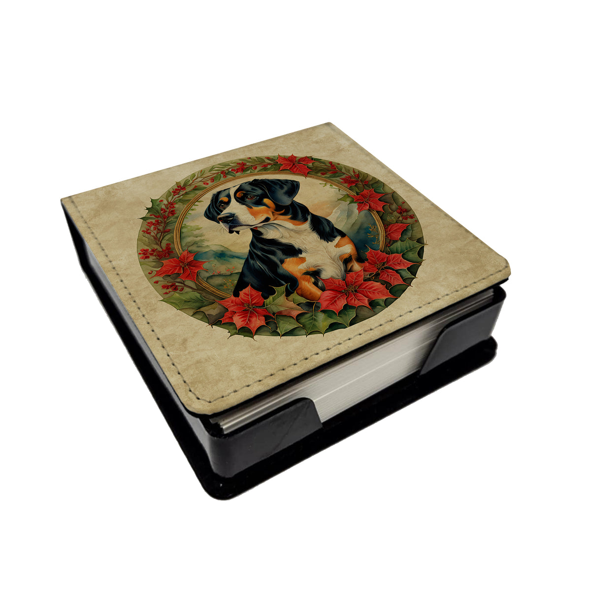 Caroline's Treasures Entlebucher Mountain Dog Christmas Flowers PU Leather Note Paper Holder
