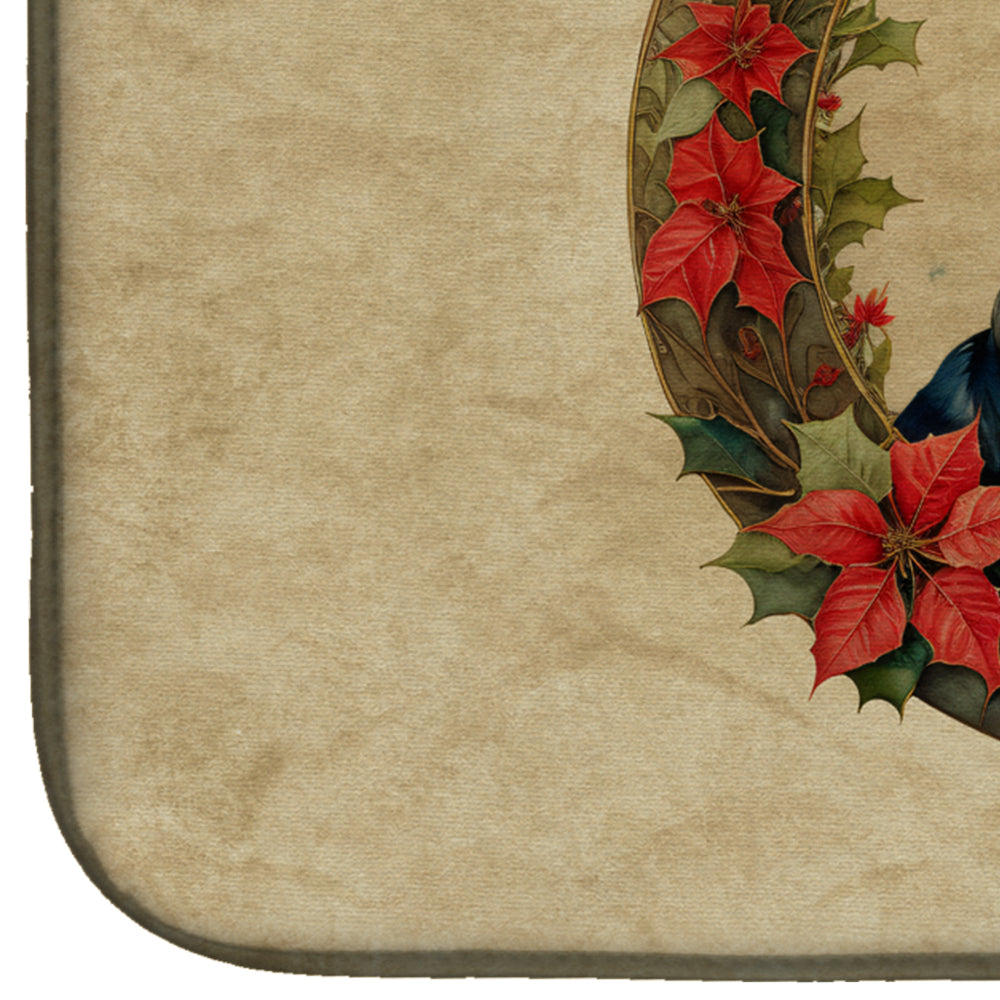 Caroline's Treasures Flat-Coated Retriever Christmas Flowers Dish Drying Mat