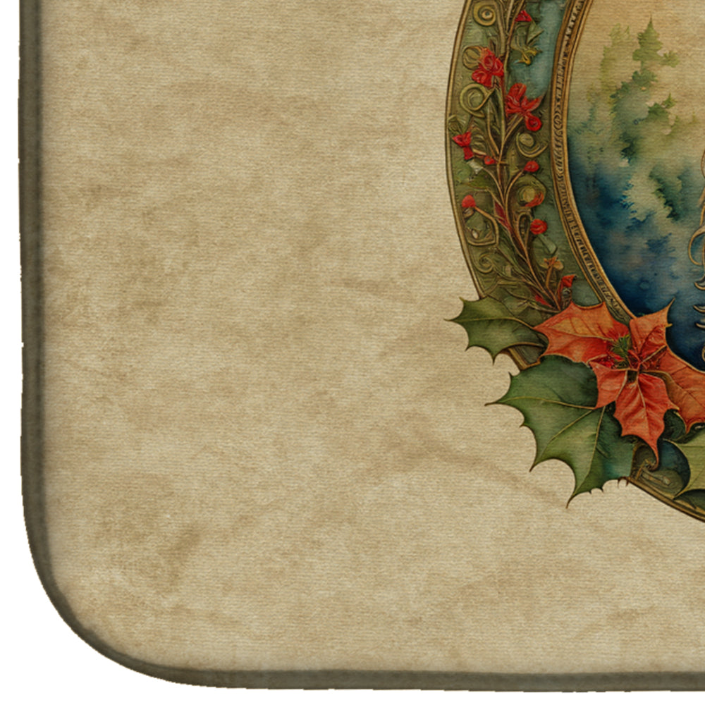 Caroline's Treasures Glen of Imaal Terrier Christmas Flowers Dish Drying Mat