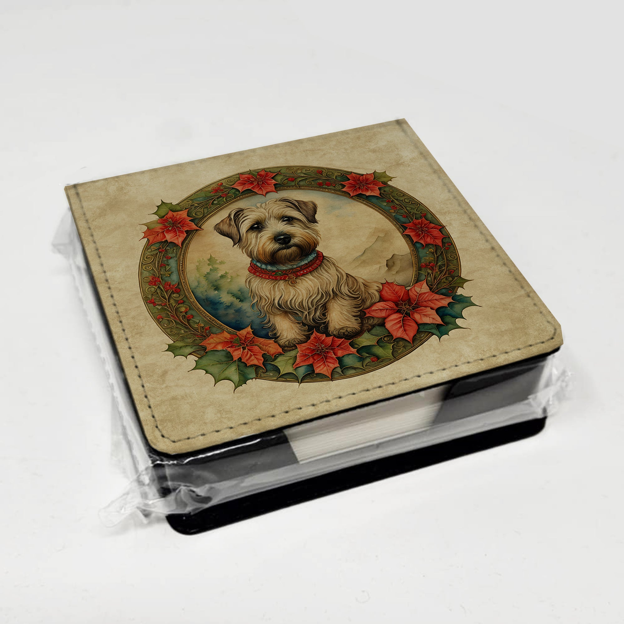 Caroline's Treasures Glen of Imaal Terrier Christmas Flowers PU Leather Note Paper Holder