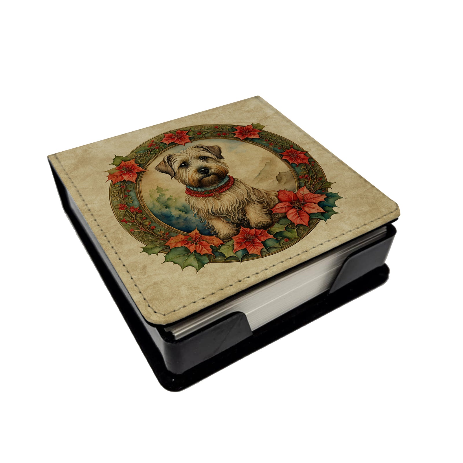 Caroline's Treasures Glen of Imaal Terrier Christmas Flowers PU Leather Note Paper Holder