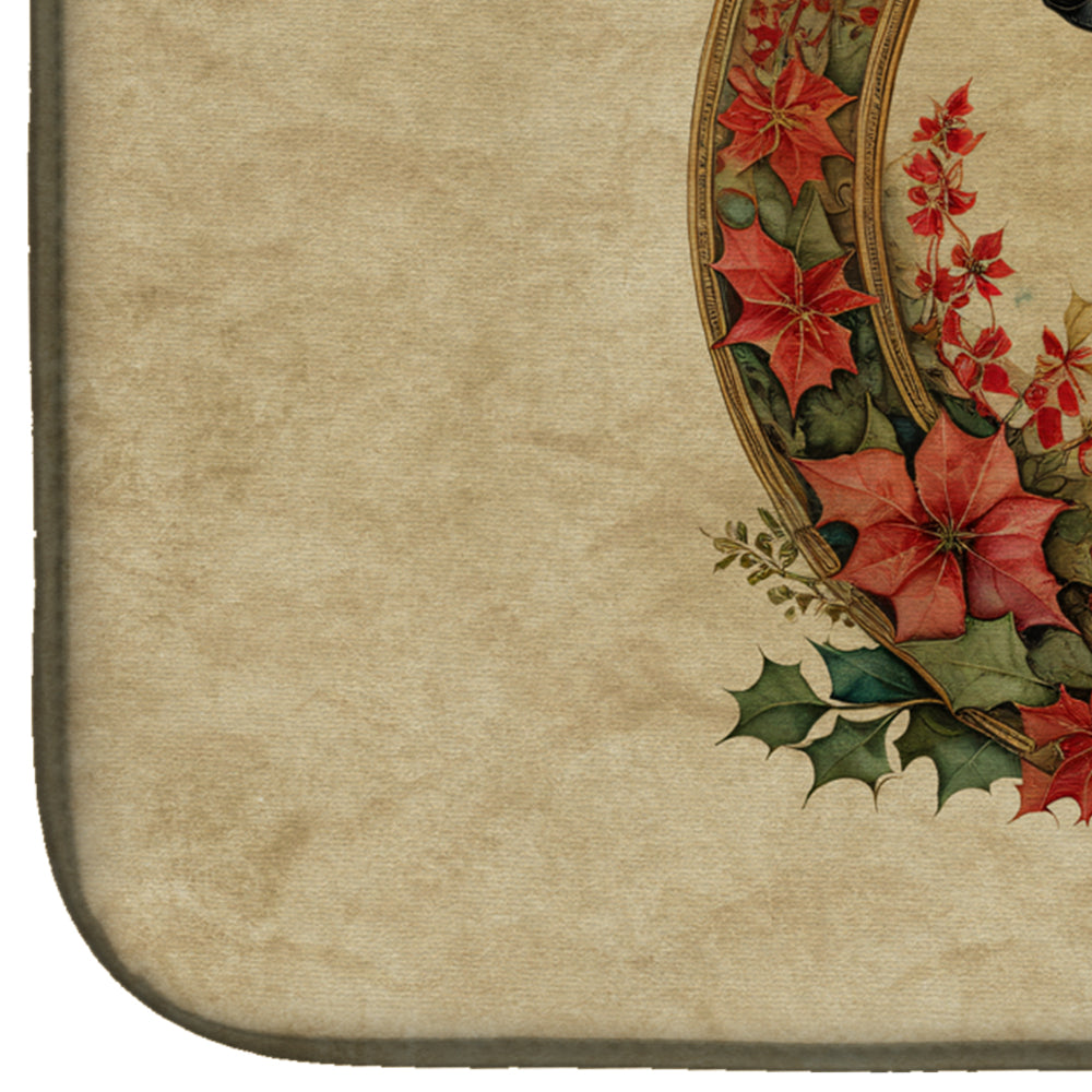 Caroline's Treasures Greyhound Christmas Flowers Dish Drying Mat