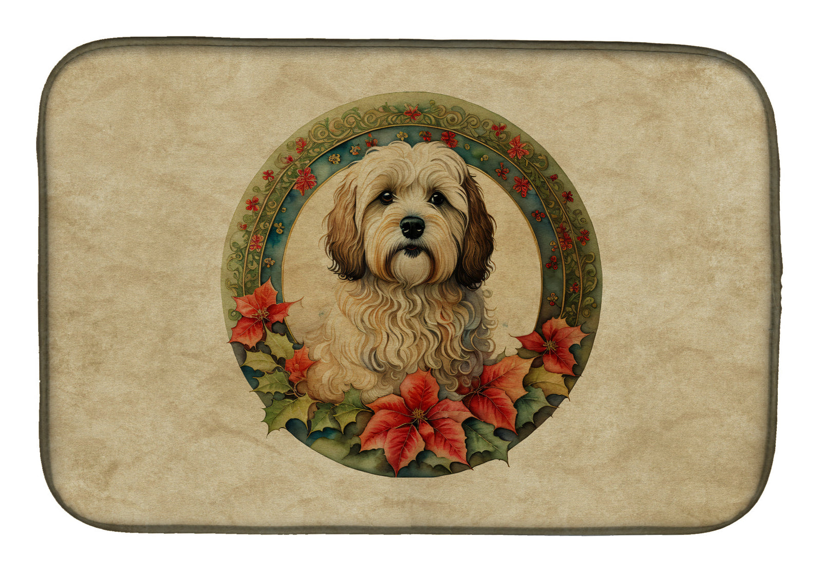 Caroline's Treasures Havanese Christmas Flowers Dish Drying Mat
