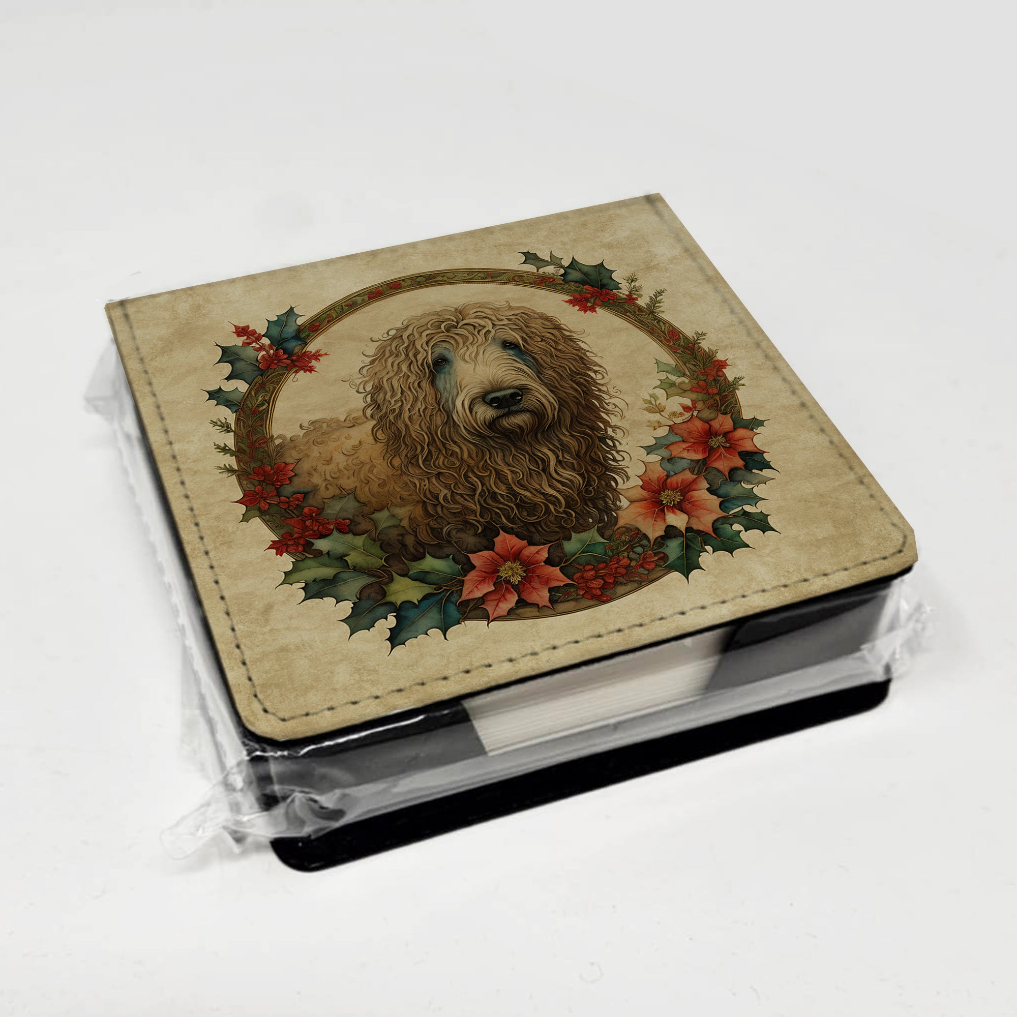 Caroline's Treasures Komondor Christmas Flowers PU Leather Note Paper Holder