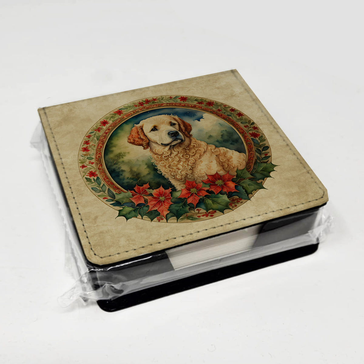 Caroline's Treasures Kuvasz Christmas Flowers PU Leather Note Paper Holder