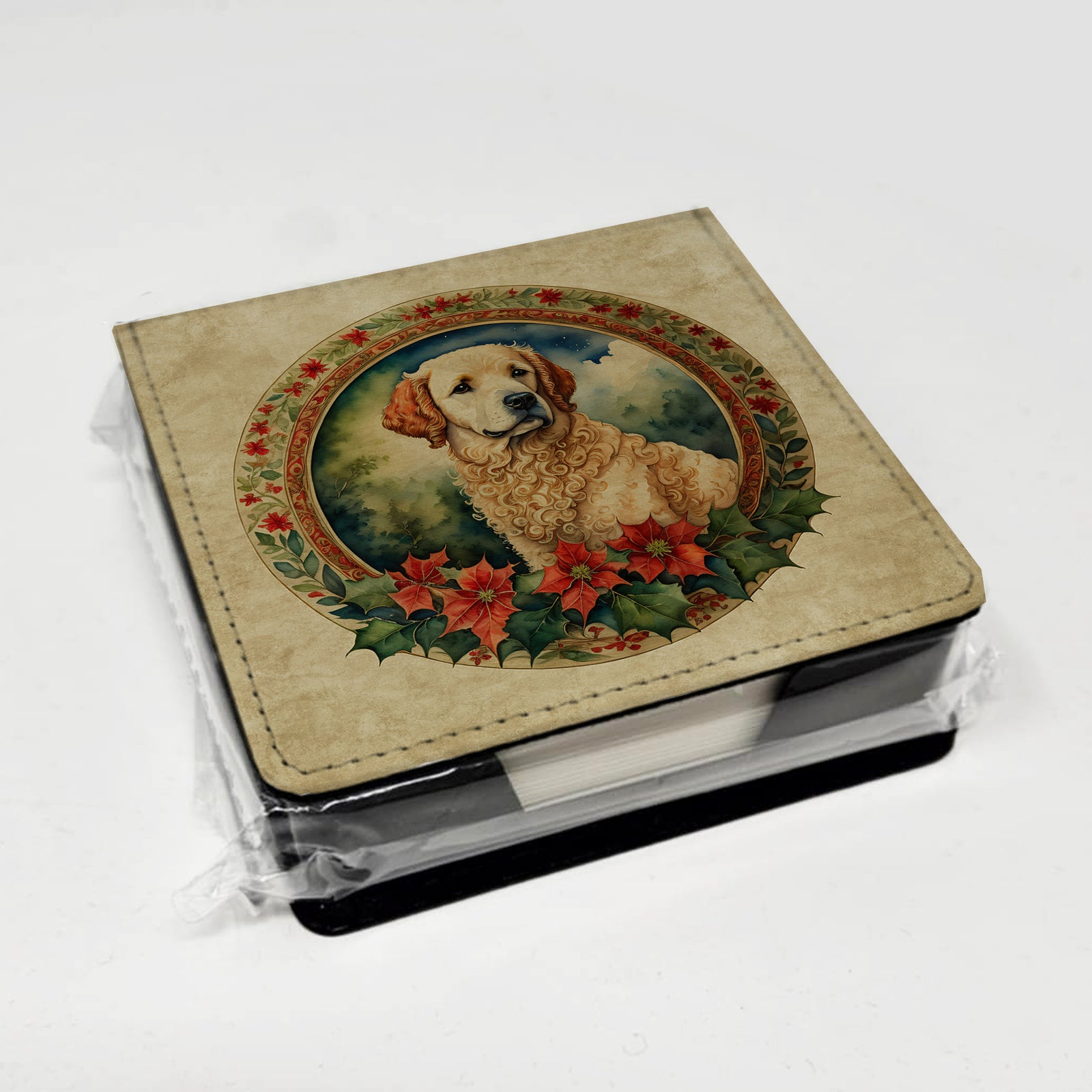Caroline's Treasures Kuvasz Christmas Flowers PU Leather Note Paper Holder