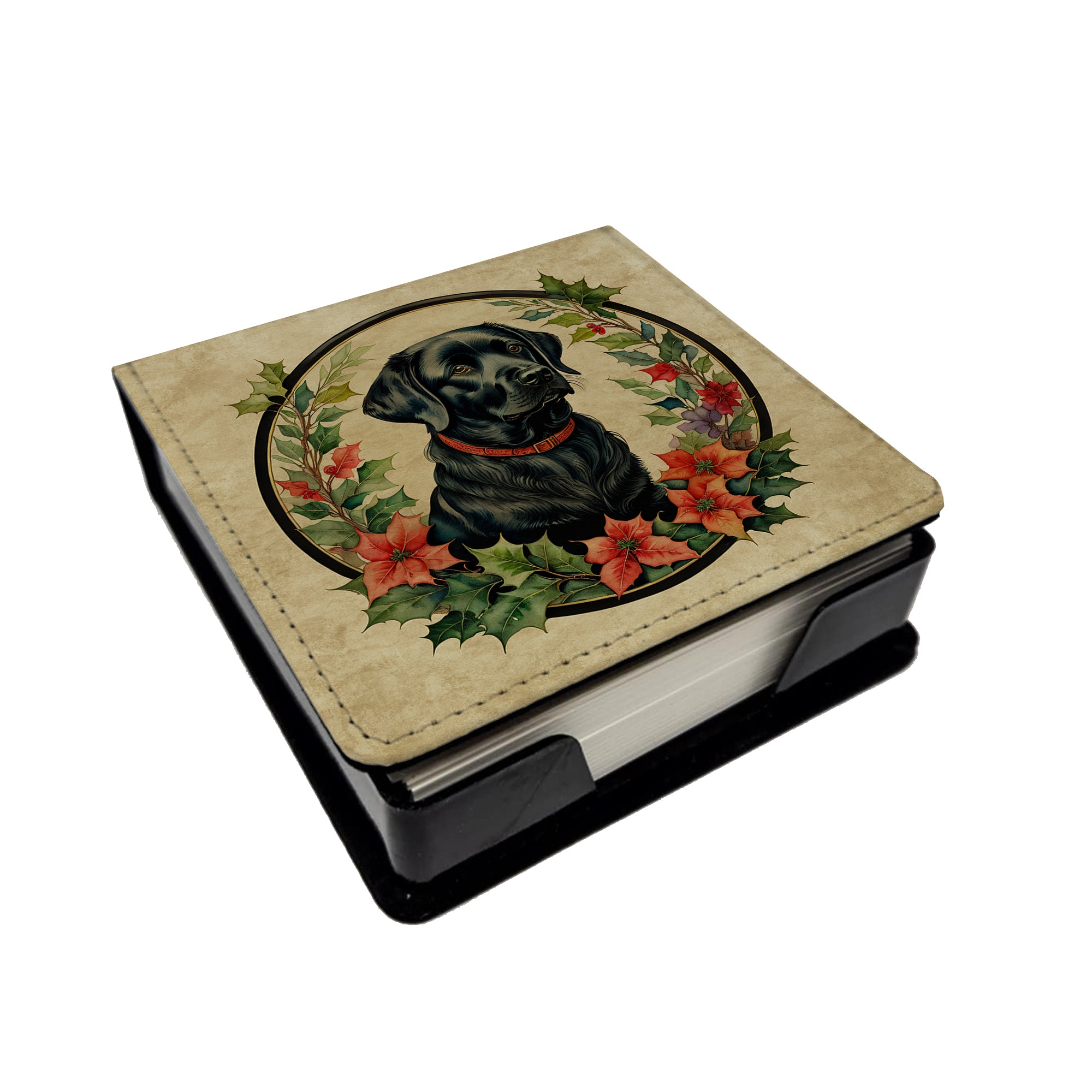Caroline's Treasures Labrador Retriever Christmas Flowers PU Leather Note Paper Holder