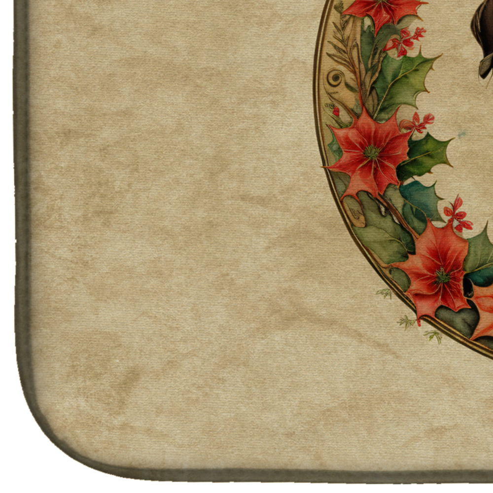 Caroline's Treasures Labrador Retriever Christmas Flowers Dish Drying Mat
